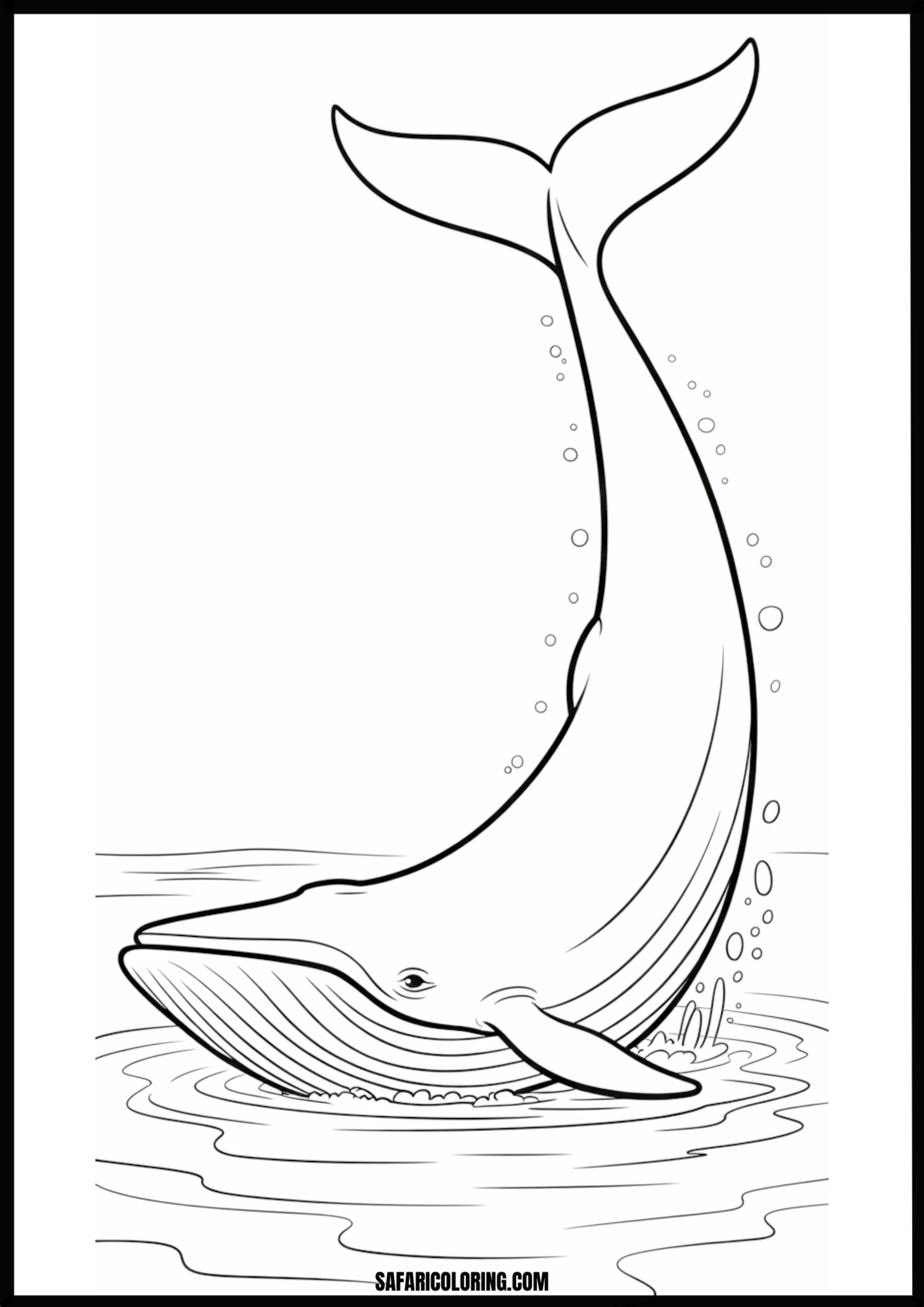 Classic Breaching Whale Coloring Page for Kids Coloring page featuring a simple, majestic breaching whale.