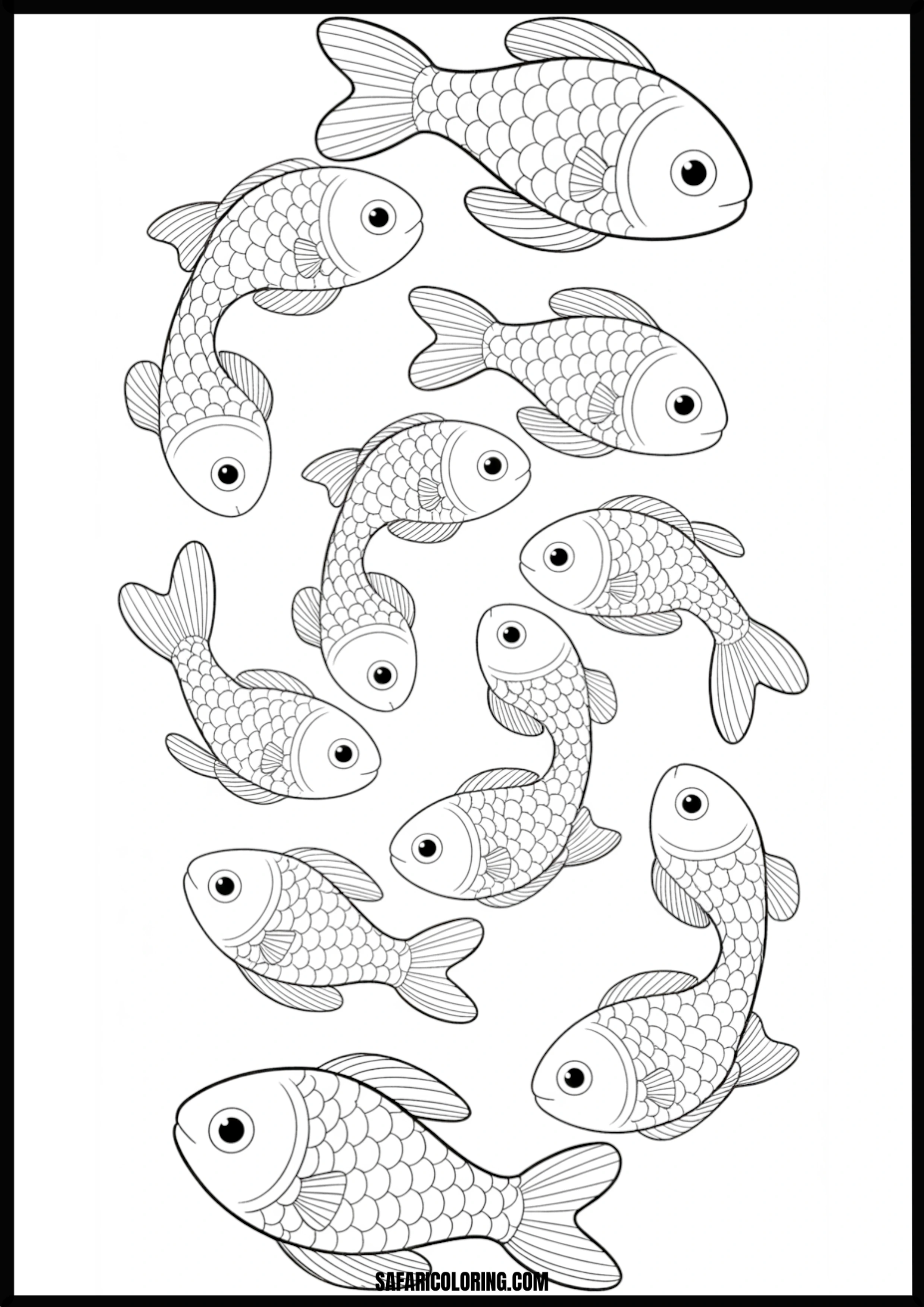 Cartoon Fish For Coloring Page A cheerful cartoon fish with big eyes, ideal for coloring.