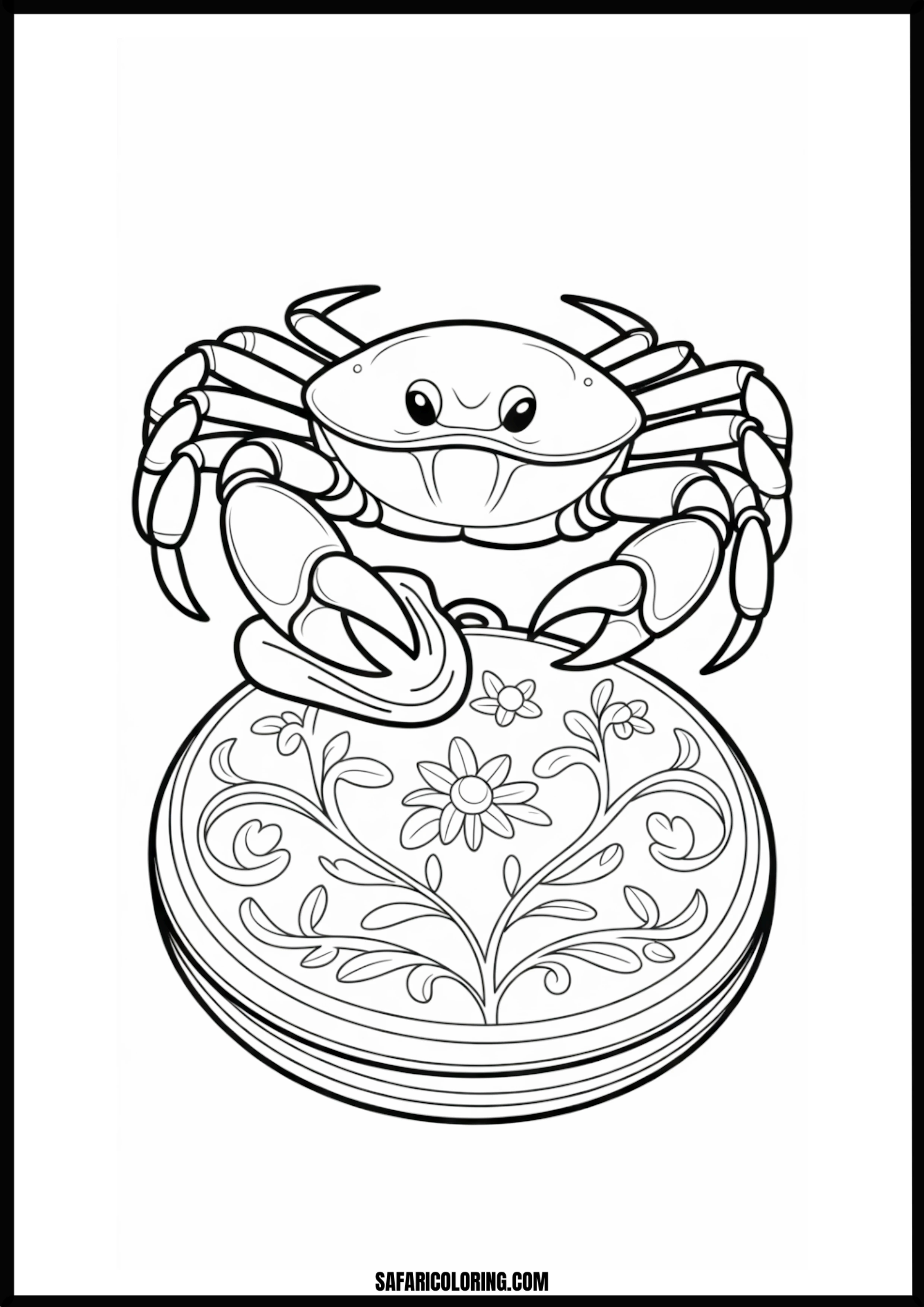 Mystery Locket Crab Coloring A cartoon crab holding a beautifully ornate, decorative locket.