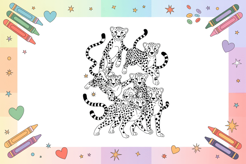 Child coloring a detailed wildebeest coloring page with crayons showing African savannah scene