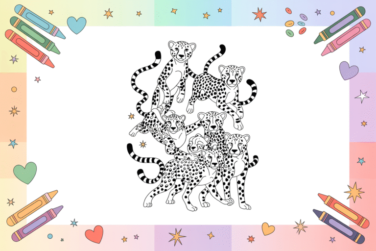 Child coloring a detailed wildebeest coloring page with crayons showing African savannah scene