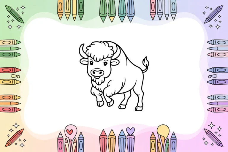 Collection of Cape Buffalo coloring pages showing realistic and cartoon African buffalo designs for kids