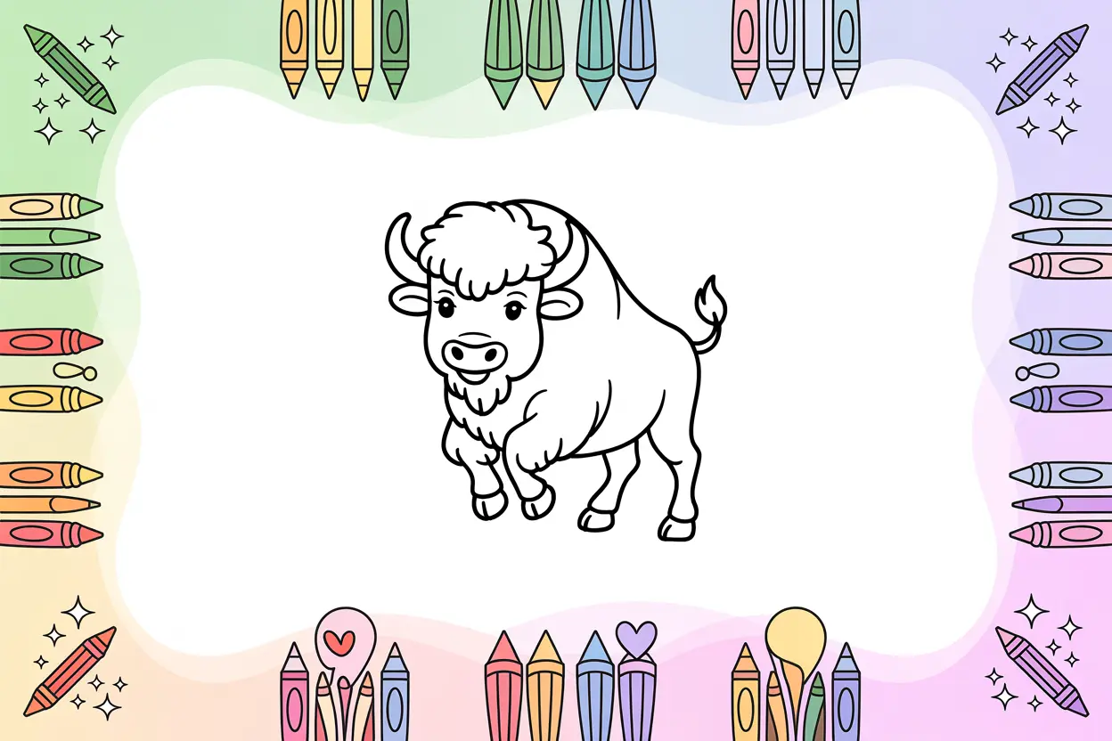 Collection of Cape Buffalo coloring pages showing realistic and cartoon African buffalo designs for kids