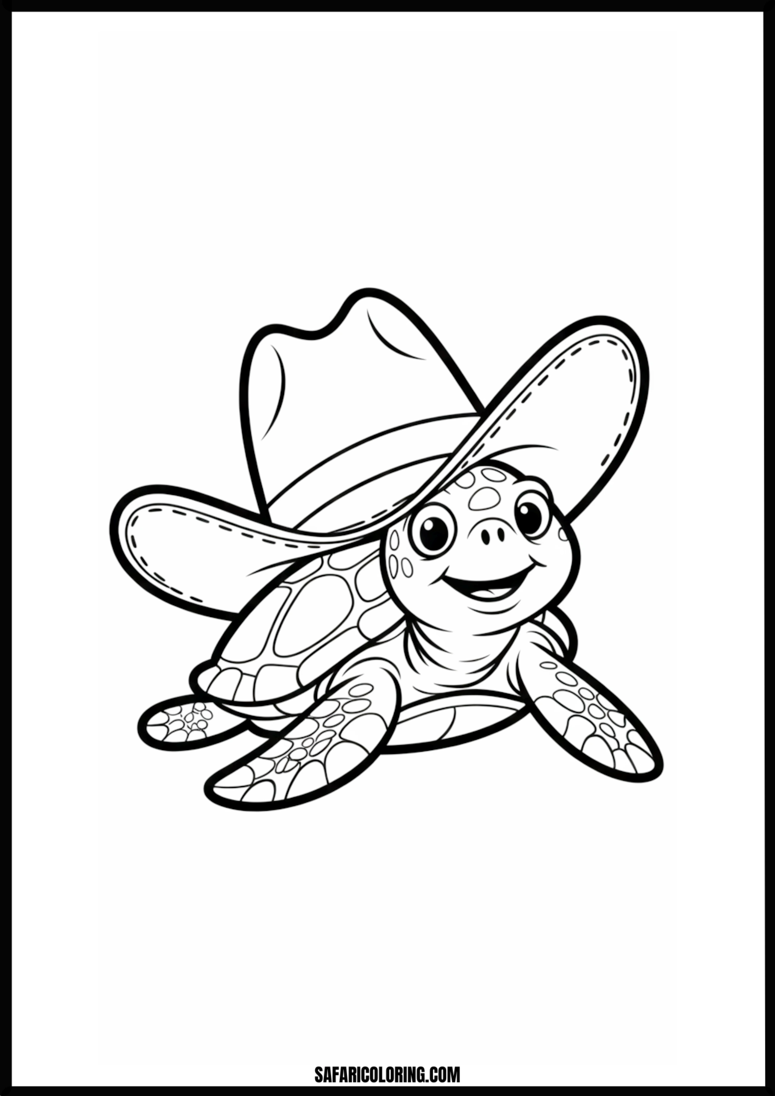 Wild West Turtle Fun Cartoon cowboy turtle with a hat