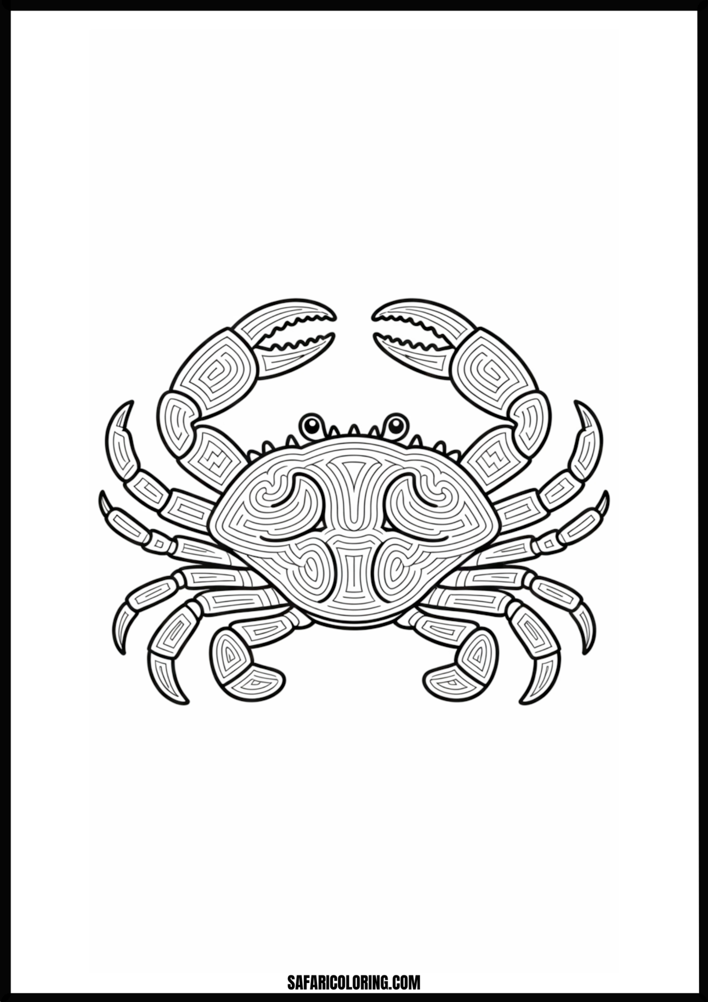 Crab Puzzle Fun A complex maze with a crab at the entrance, designed for coloring and solving.