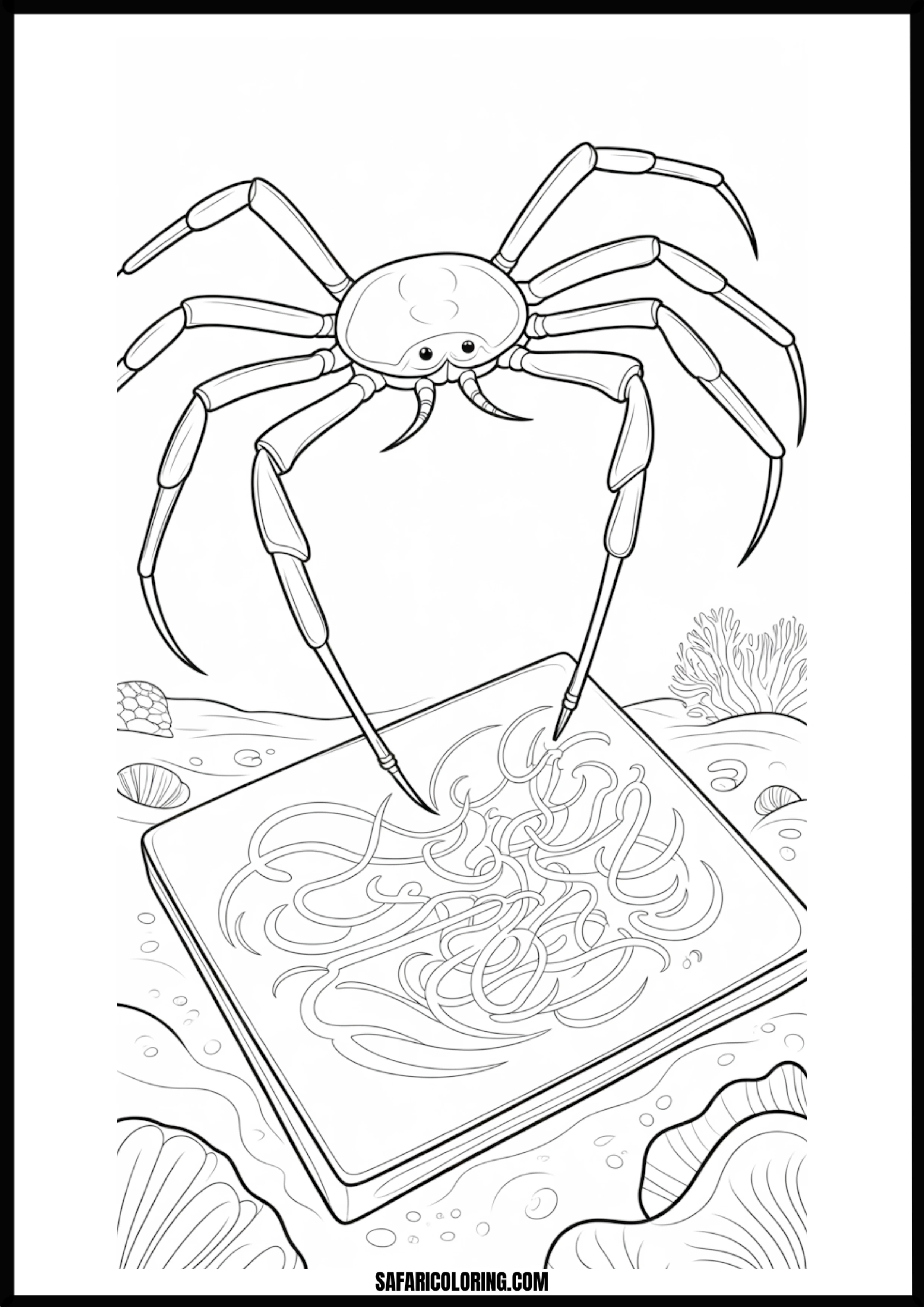 Crab Maze Creator A clever crab drawing an intricate maze on the ocean floor.