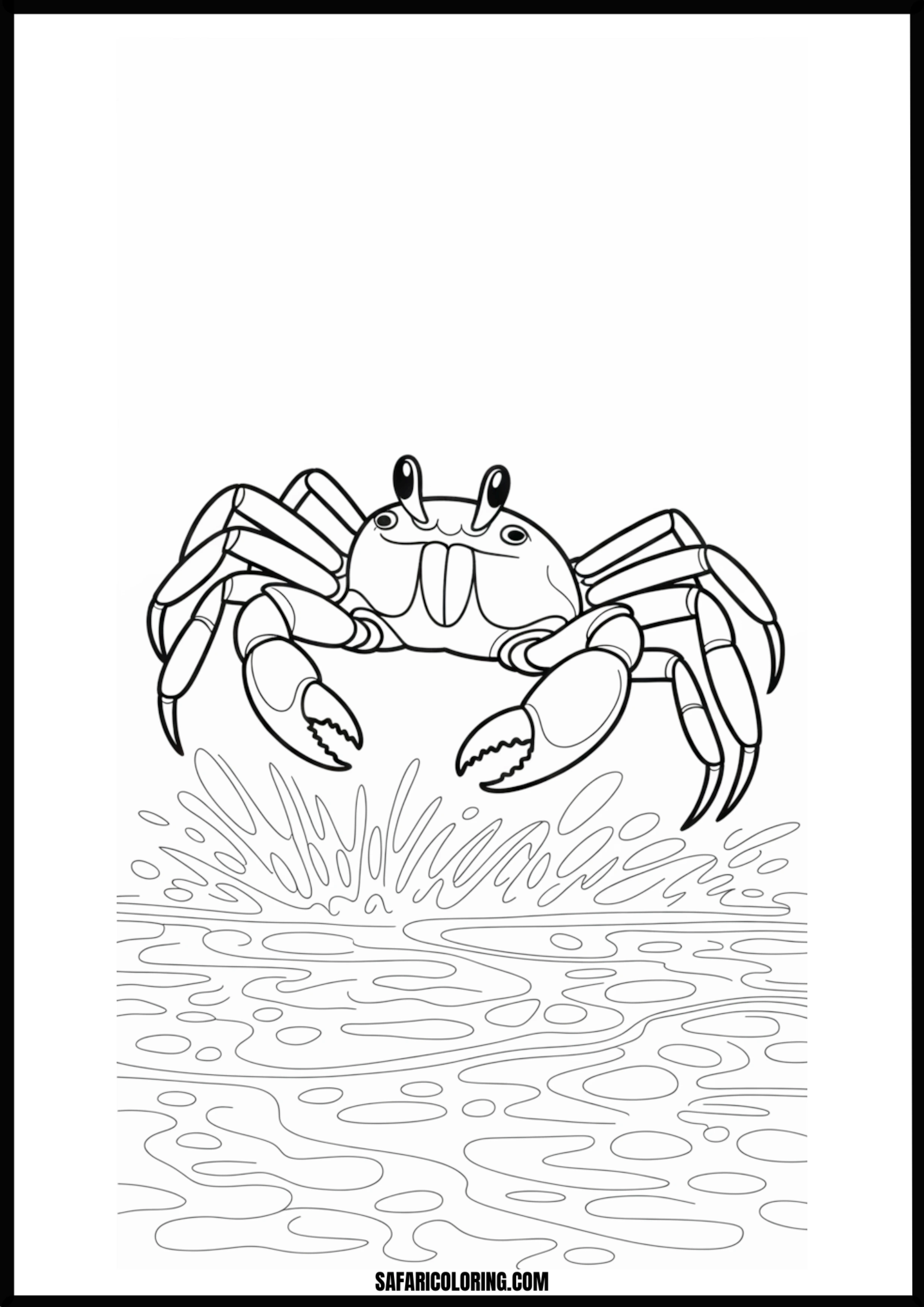 Playful Crab Splash Fun A cheerful crab splashing water with its claws, creating ripples.