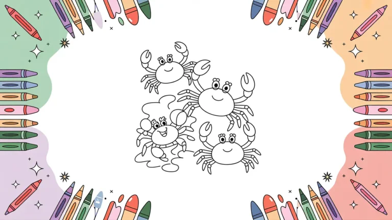 Collection of crabs coloring pages featuring various crab designs for kids to print and color