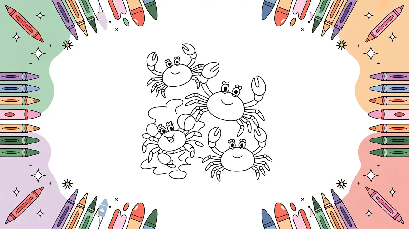 Collection of crabs coloring pages featuring various crab designs for kids to print and color