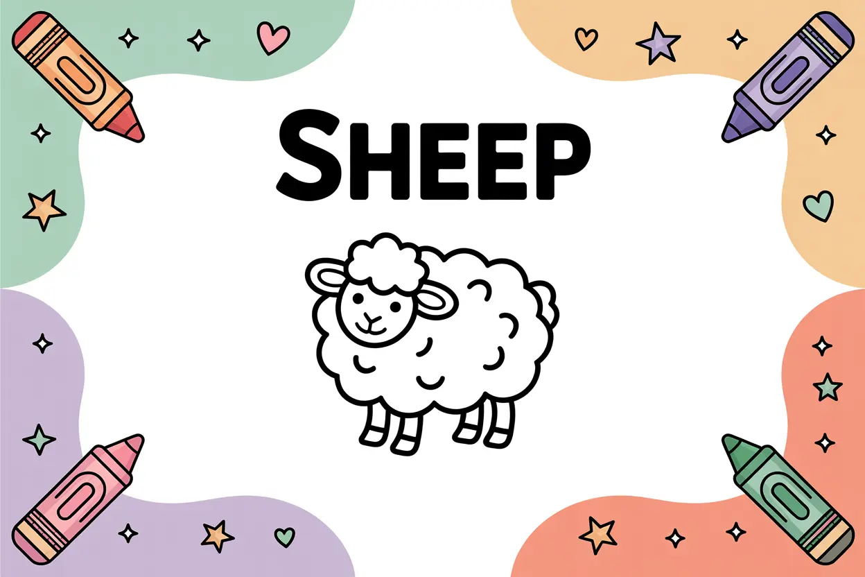 Cute sheep coloring pages for kids featuring simple and detailed printable designs