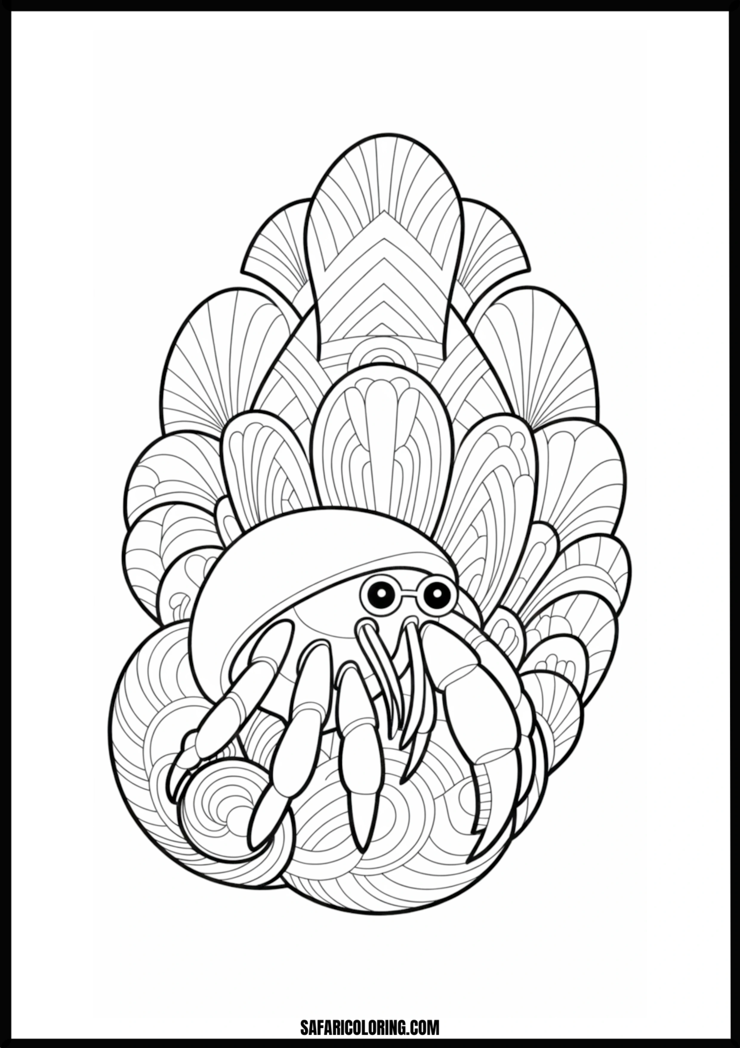 Zen Hermit Crab Mandala A cute hermit crab design incorporating intricate mandala patterns.