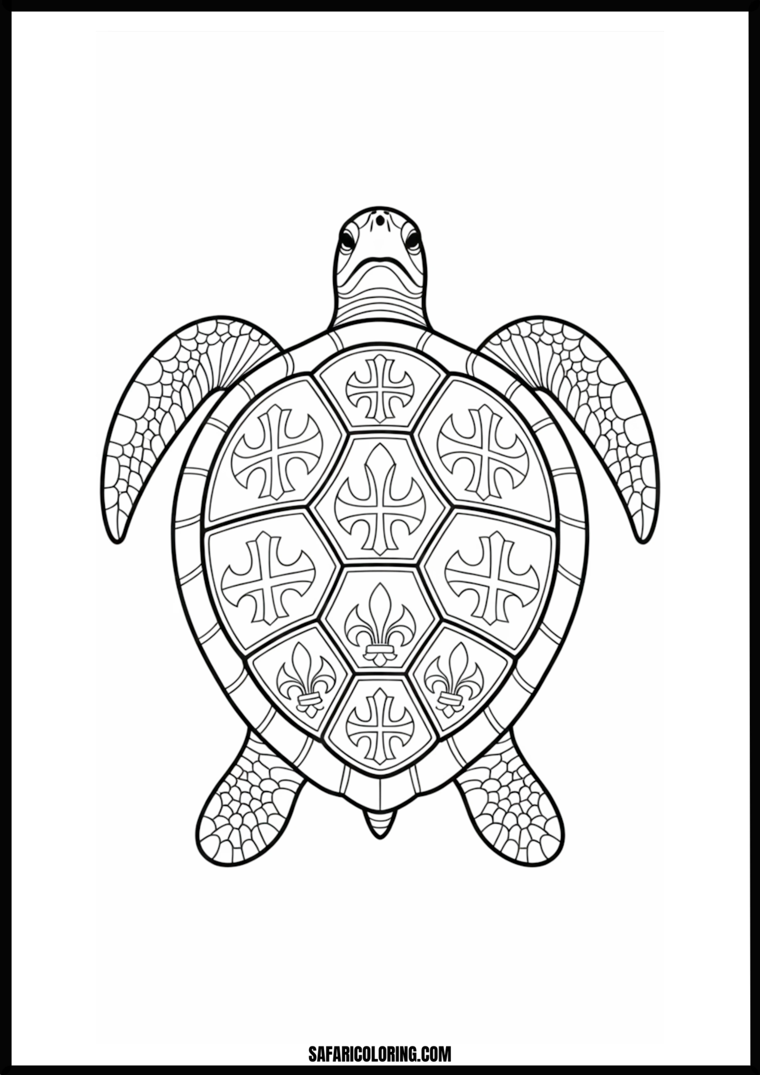 Elegant Sea Turtle Design Stylized decorative sea turtle outline