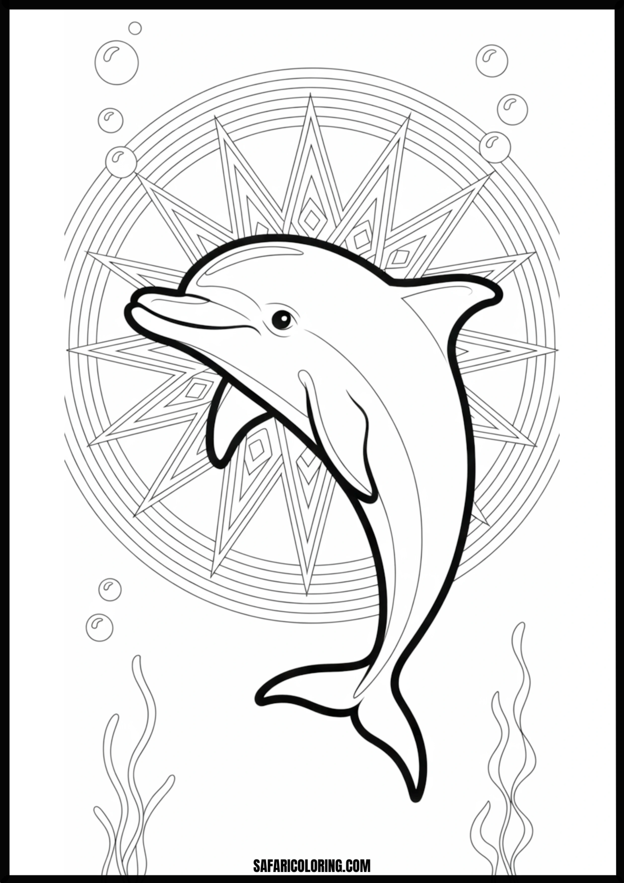 Dolphin Mandala Art Coloring Page Intricate dolphin mandala design for coloring
