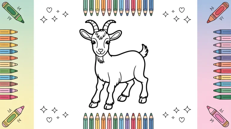 Free printable goat coloring pages showing various farm goats perfect for kids and adults to color