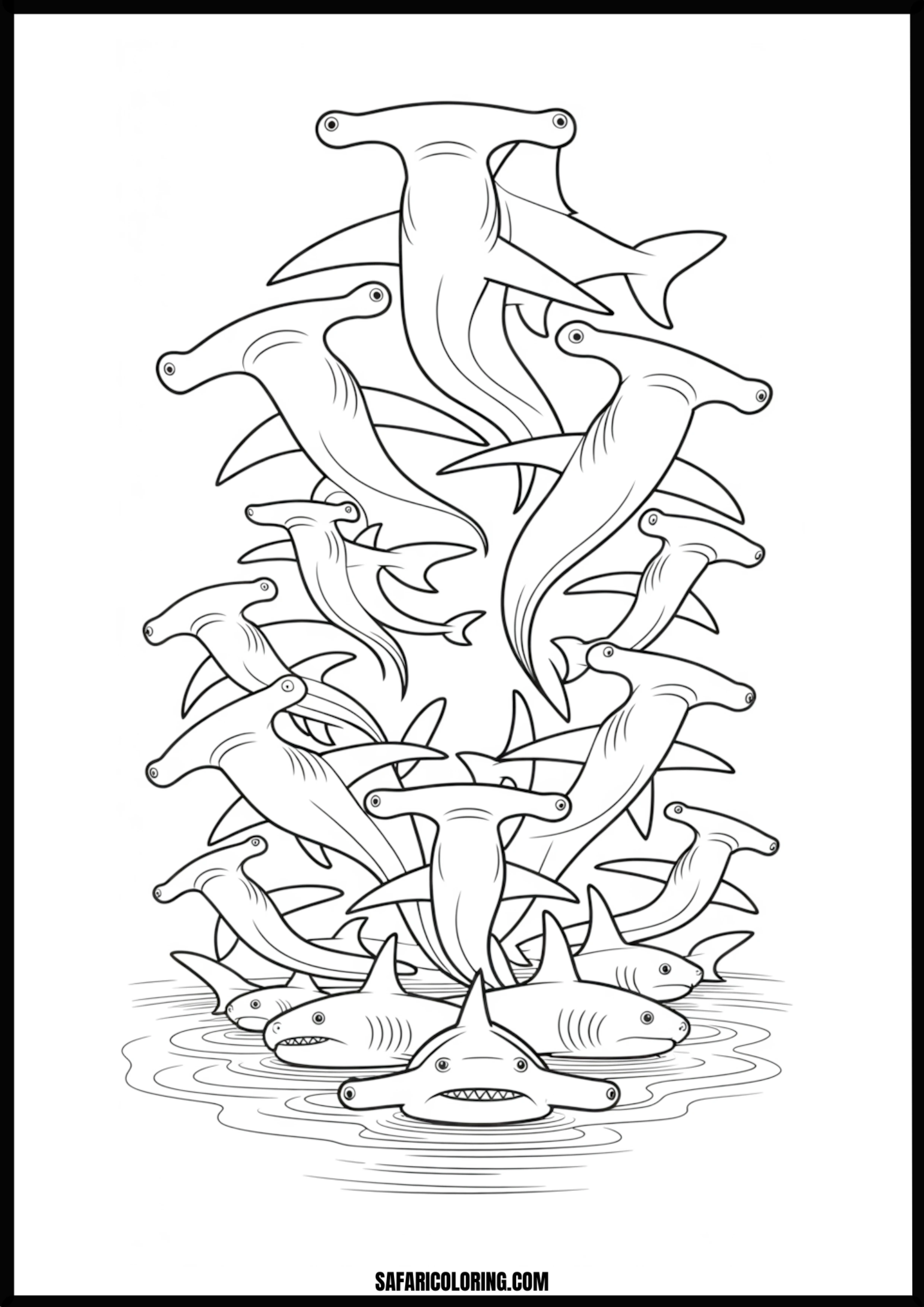 Hammerhead Shark Pyramid Coloring Page Hammerhead shark pyramid formation