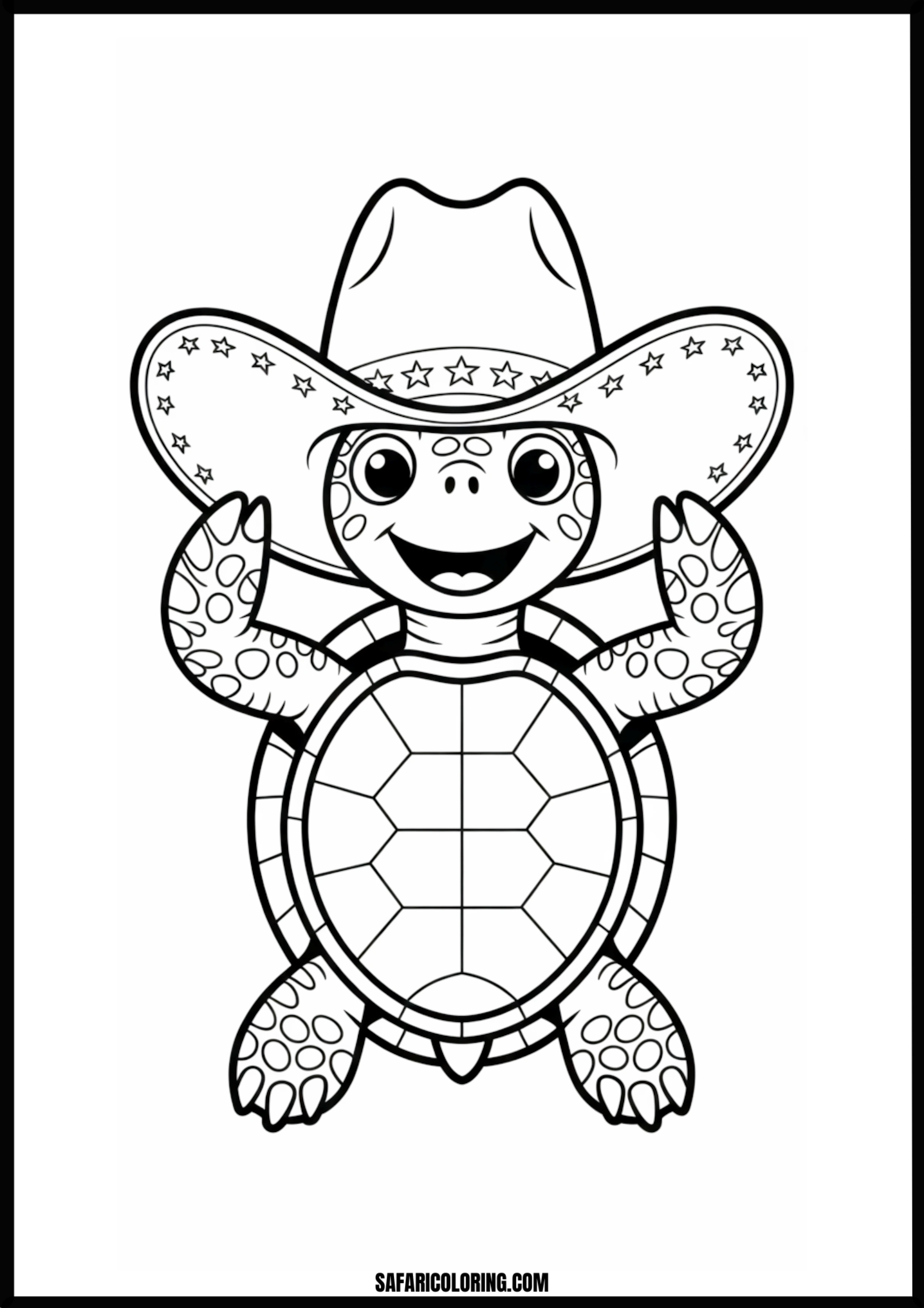 Jolly Cowboy Turtle Happy cartoon cowboy turtle wearing a hat