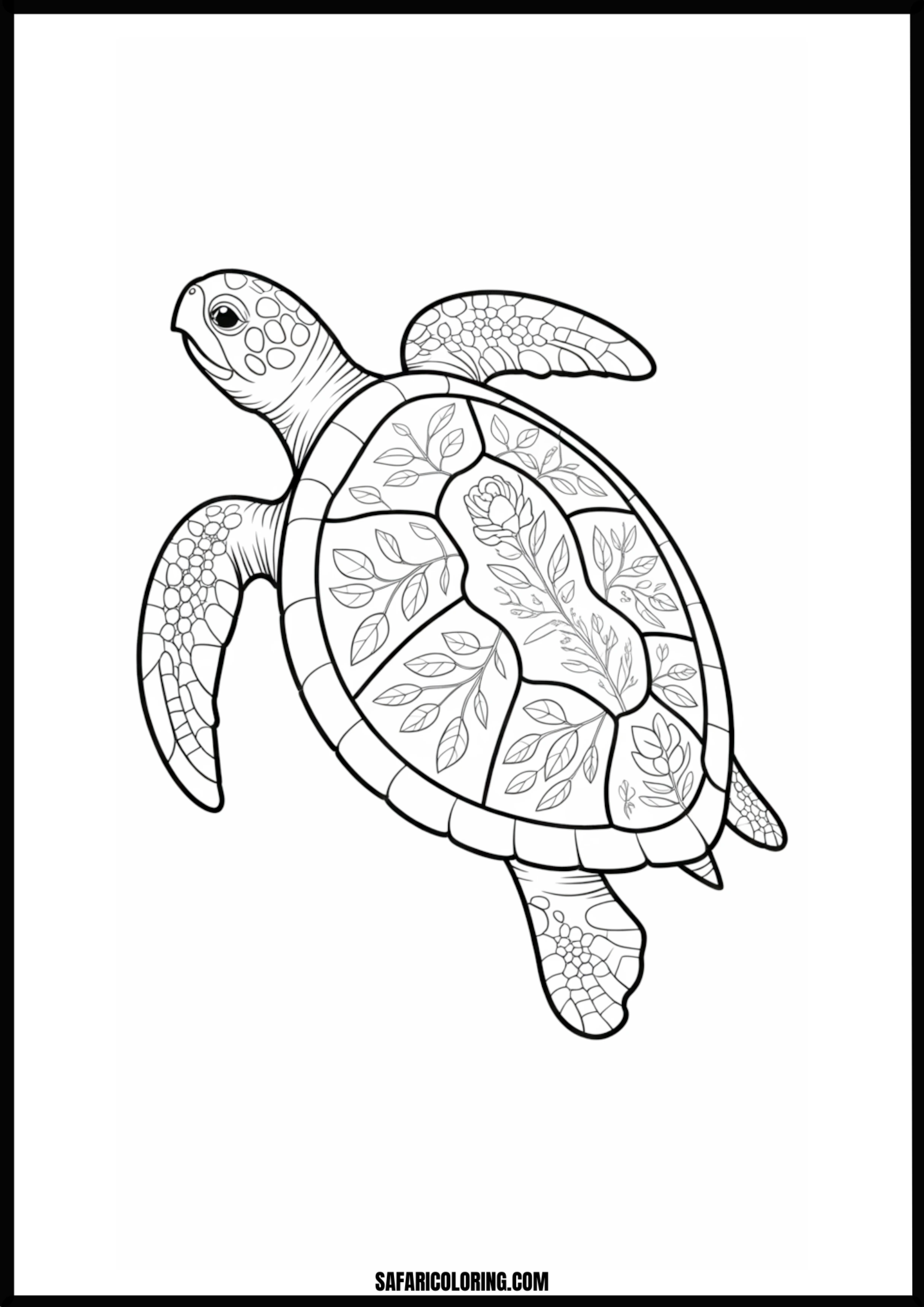 Flowery Sea Turtle Masterpiece Intricate floral sea turtle design