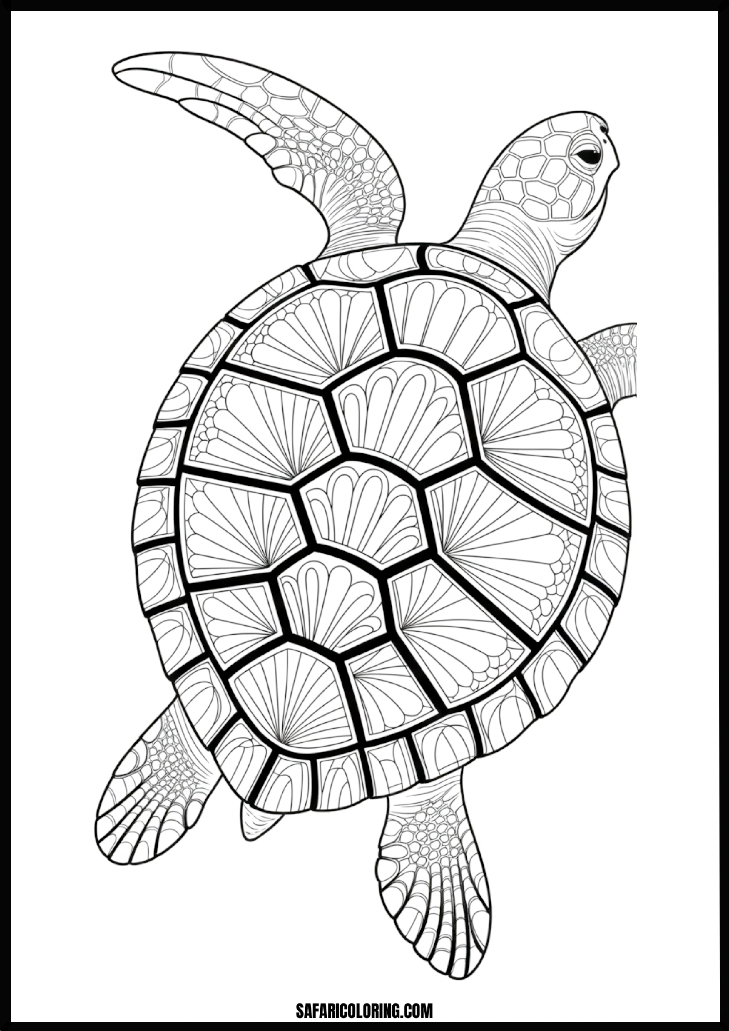 Complex Sea Turtle Design Highly intricate sea turtle drawing