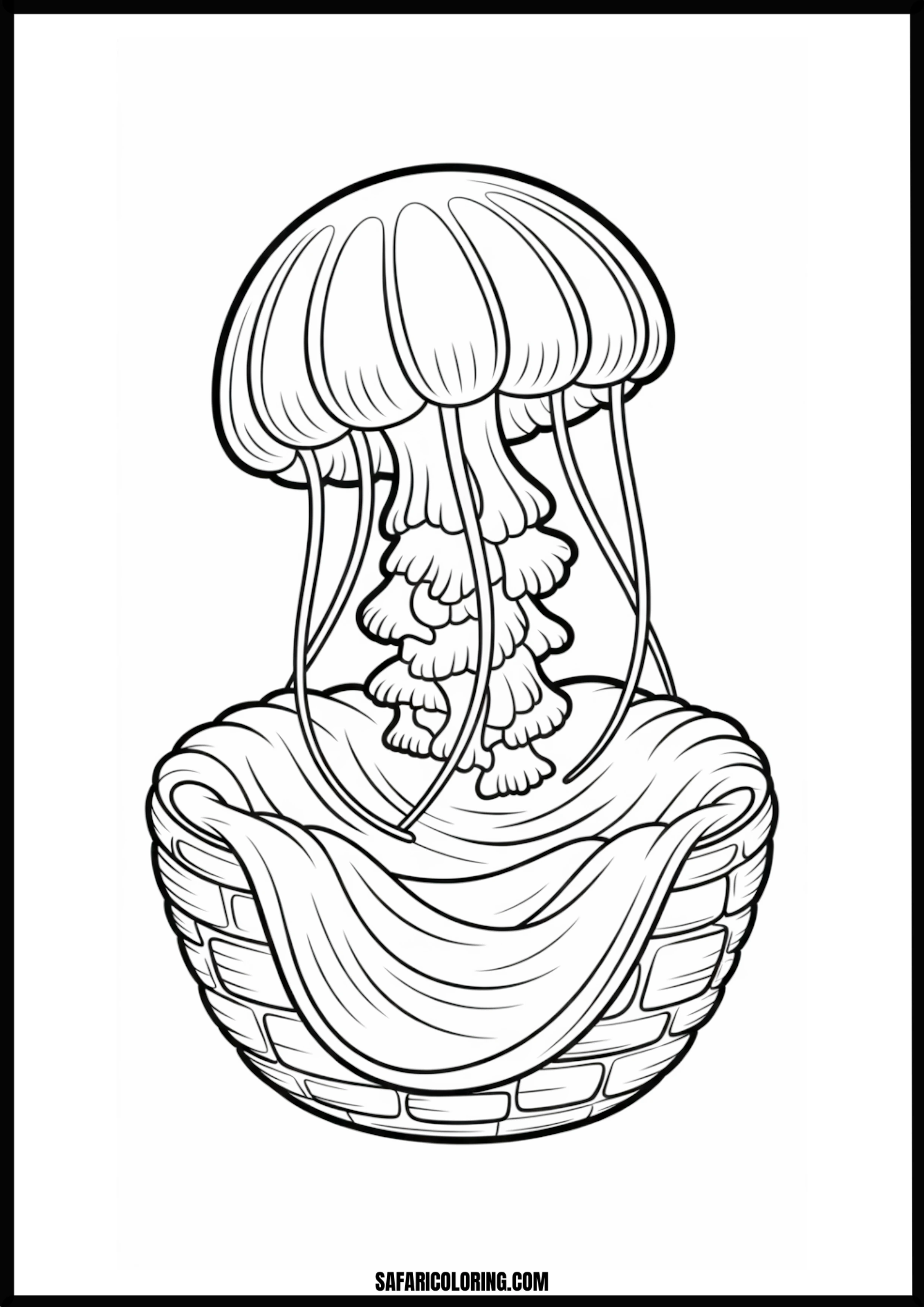 Jellyfish Flower Pot Coloring Page Whimsical jellyfish growing out of a flower pot.