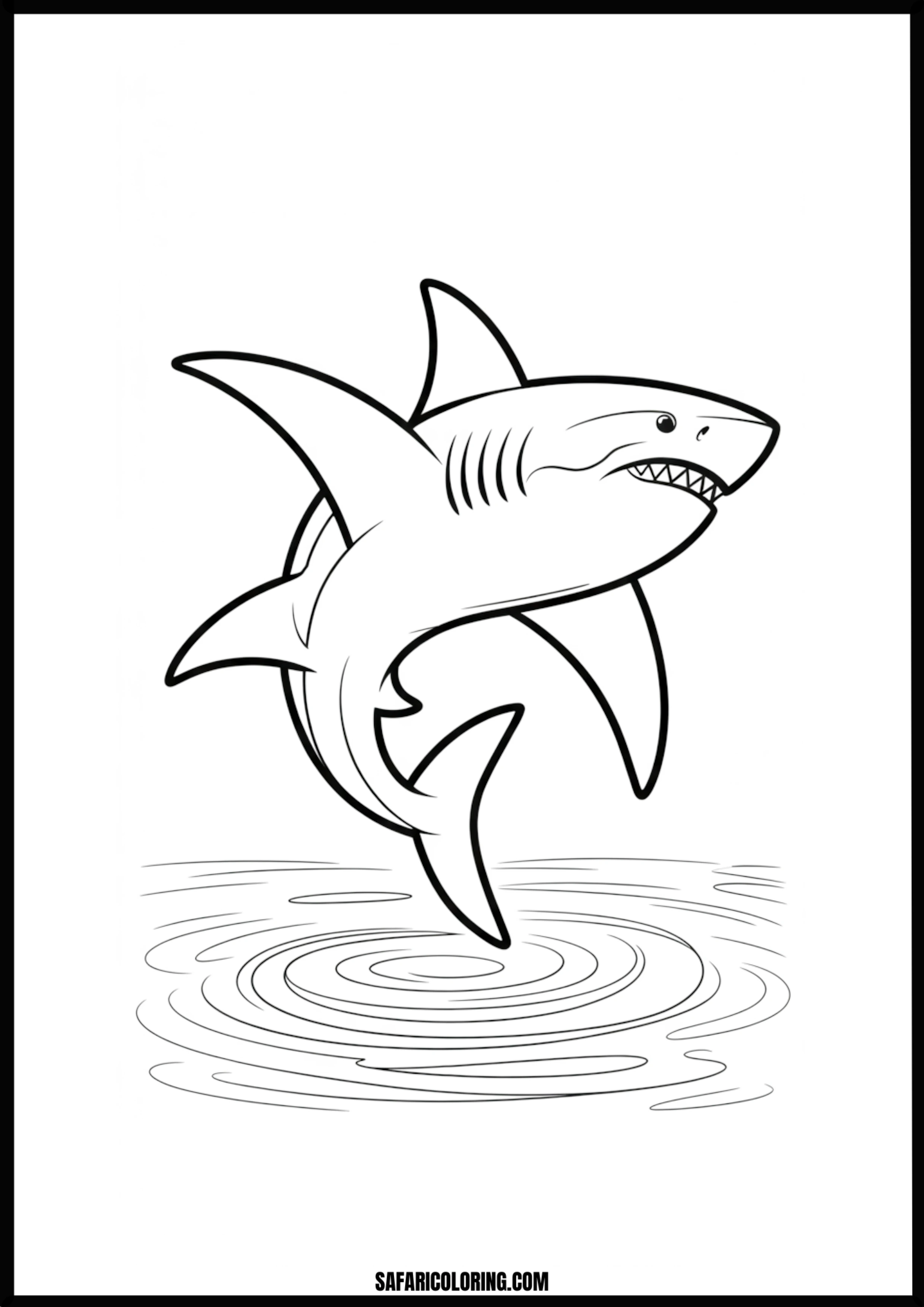 Leaping Shark Coloring Page Graceful shark leaping from the ocean