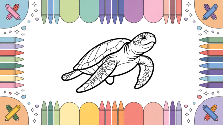 Free printable Leatherback Sea Turtle coloring pages for kids showing realistic ocean scene