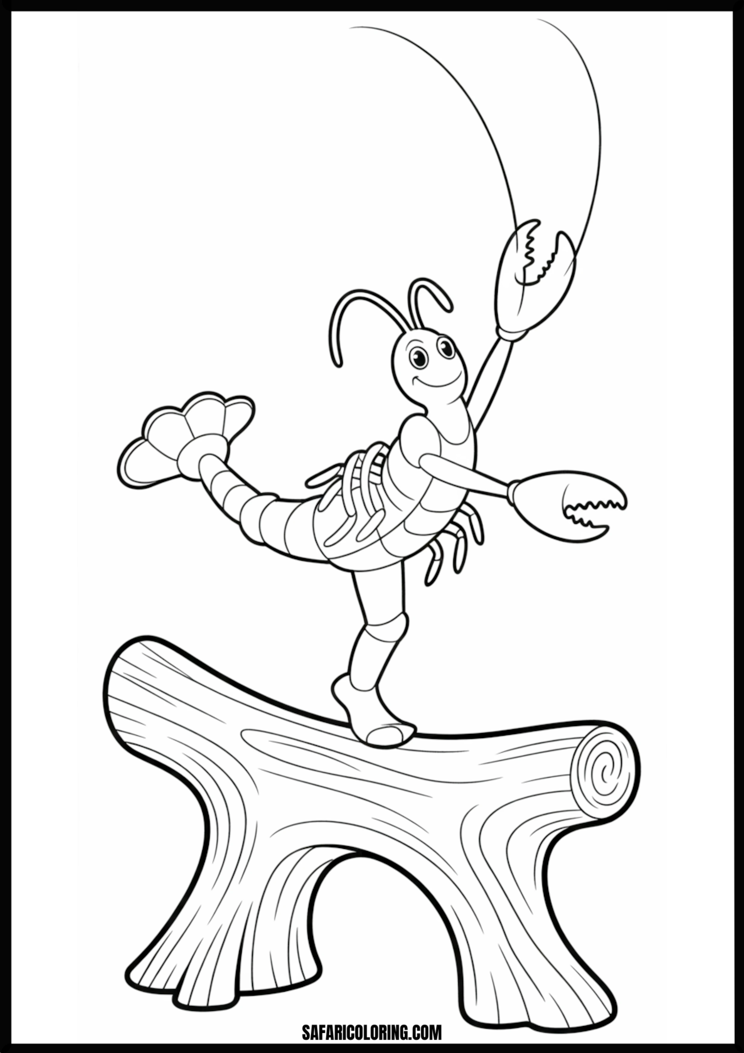 Color the Lobster Balancing on a Log A lobster balancing on a log.