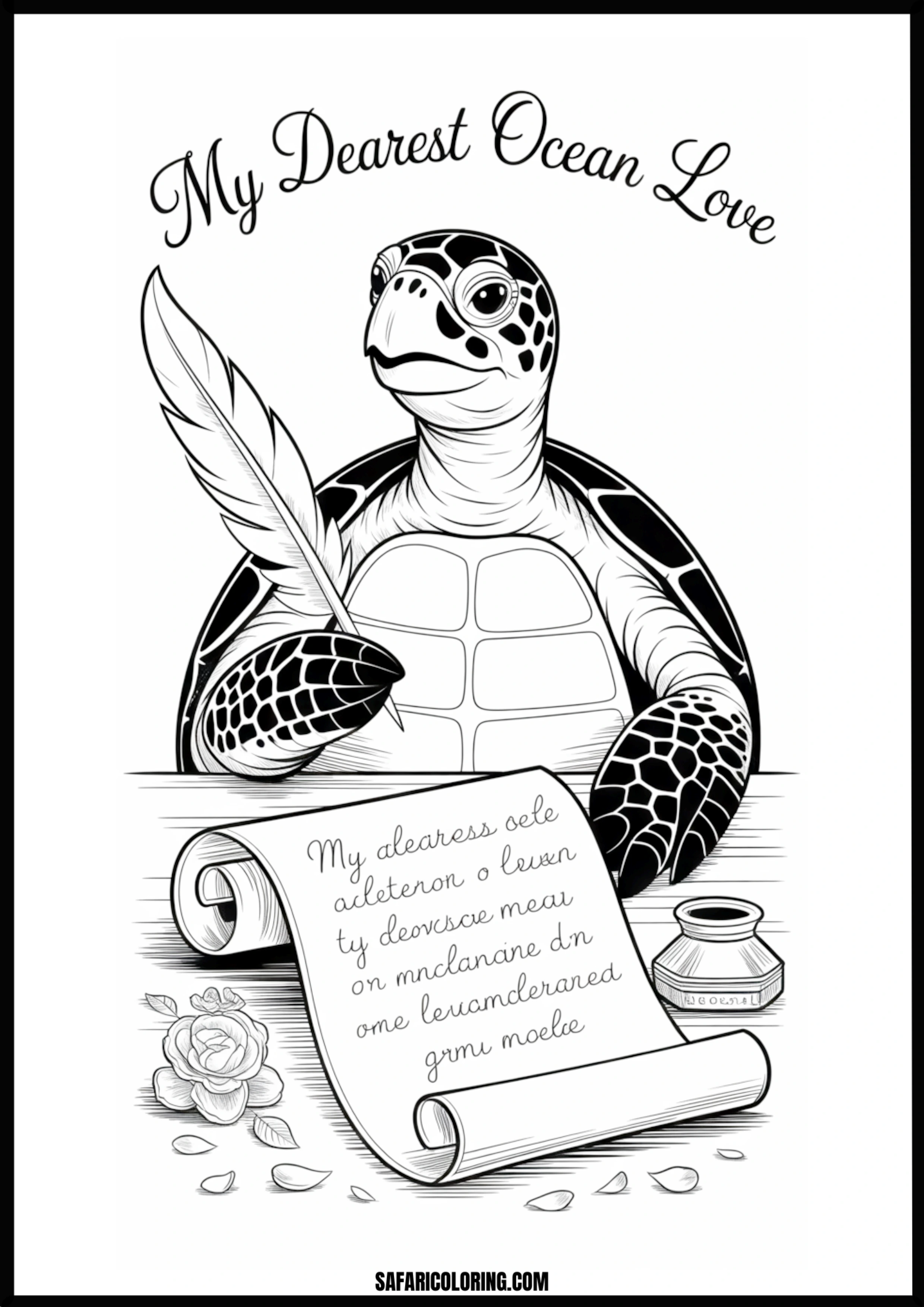 Heartfelt Ocean Turtle Turtle with 'My Dearest Ocean Love' message