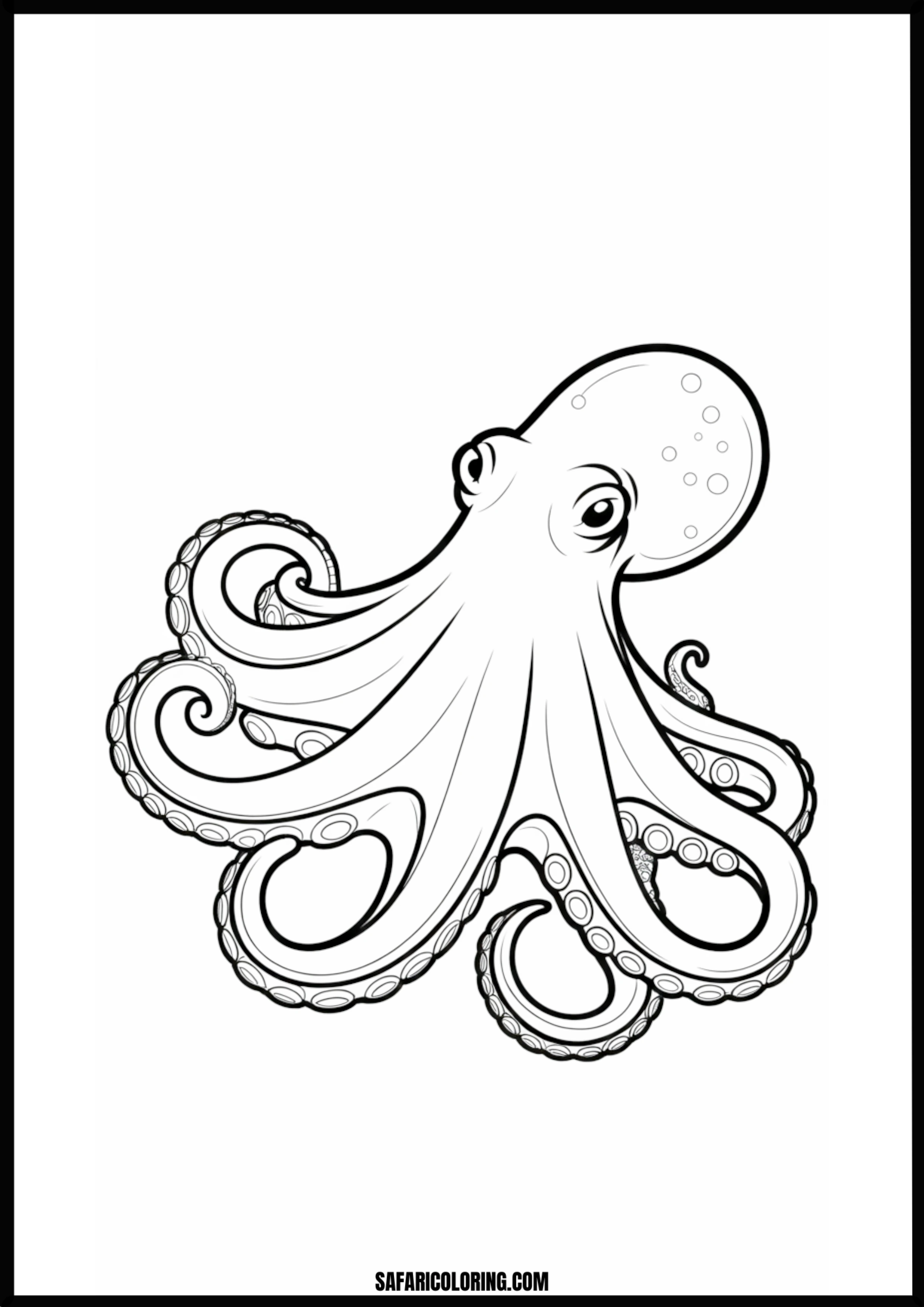 Octopus Printable Coloring Sheet An outline drawing of a octopus for coloring.