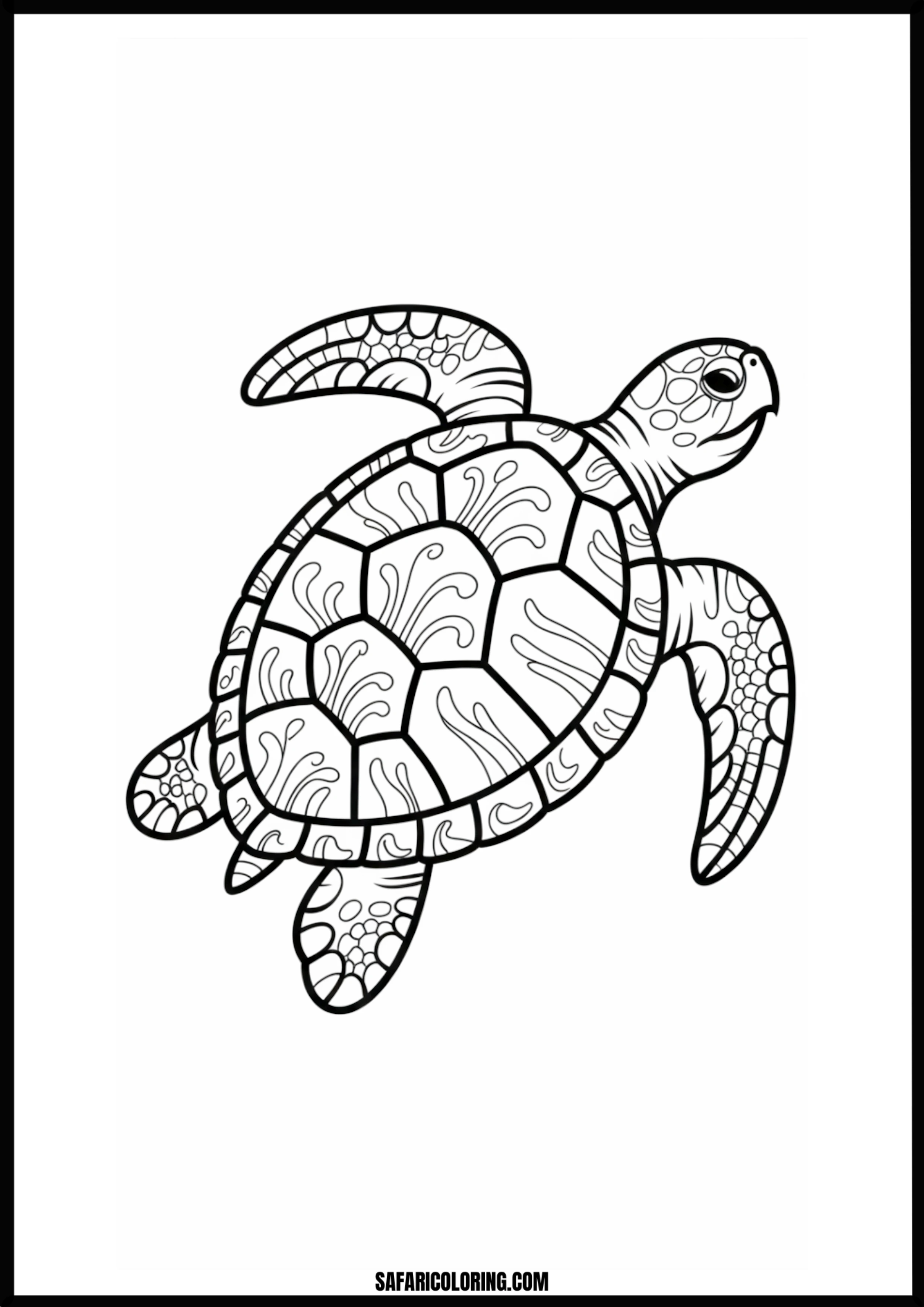 Fine Line Sea Turtle Ornate sea turtle outline