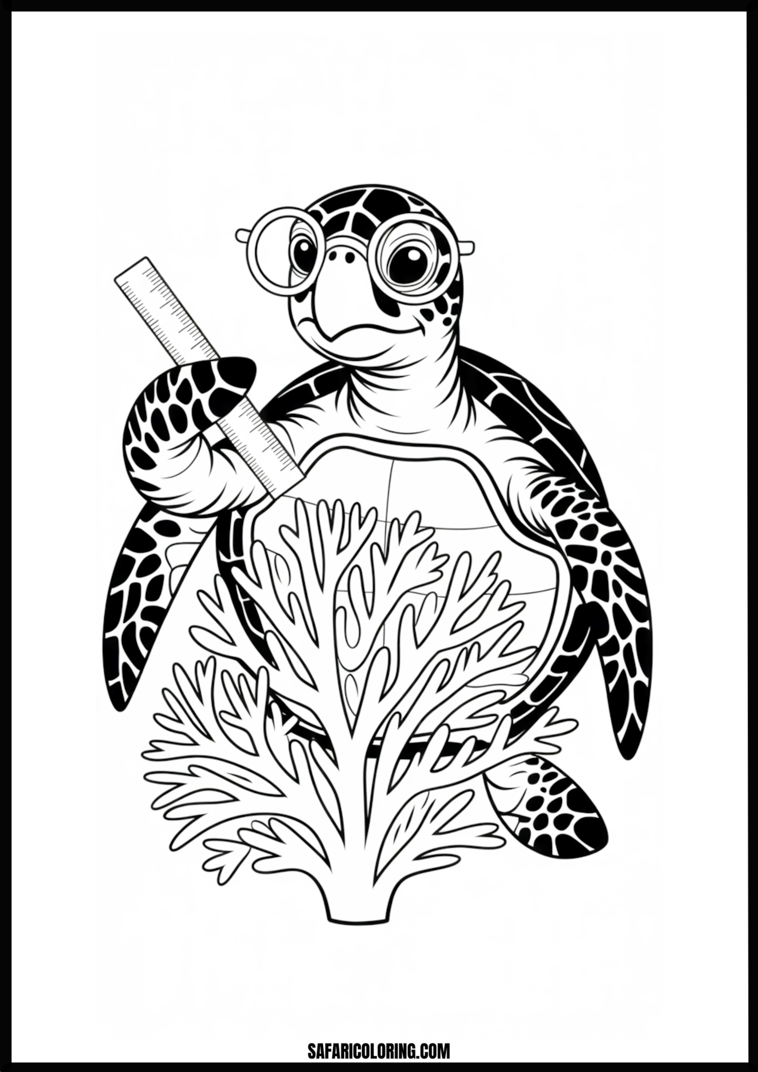 Marine Biologist Turtle Sea turtle scientist measuring coral with a ruler