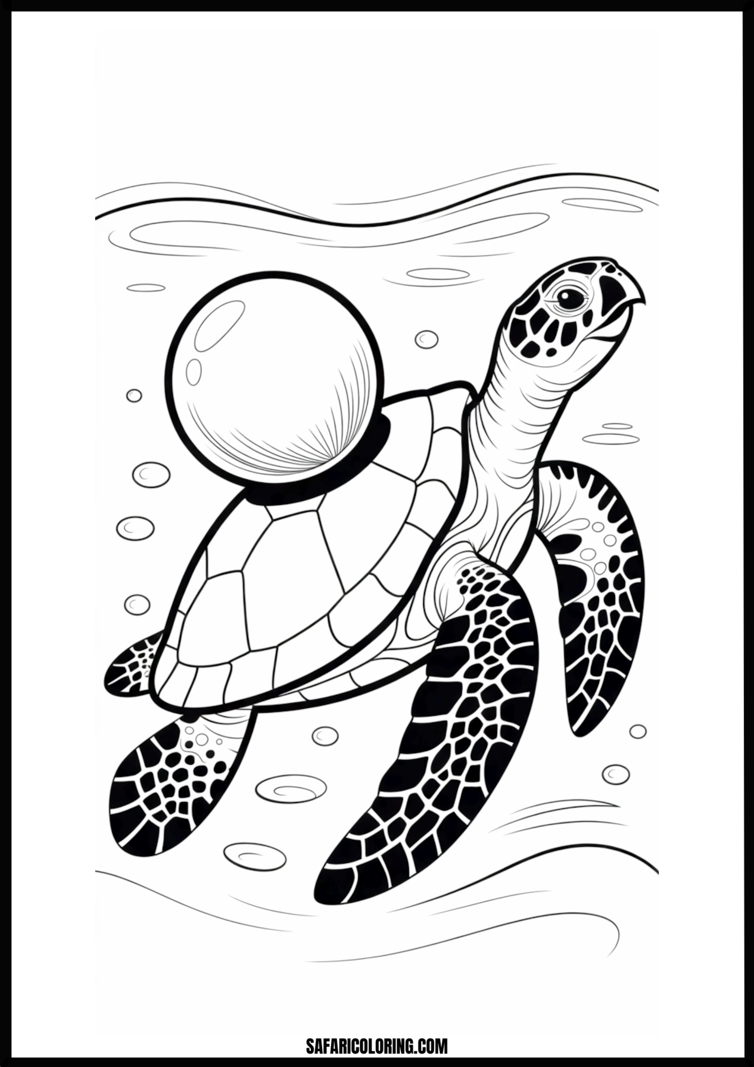 Simple Swimming Turtle Outline Outline of a sea turtle swimming underwater