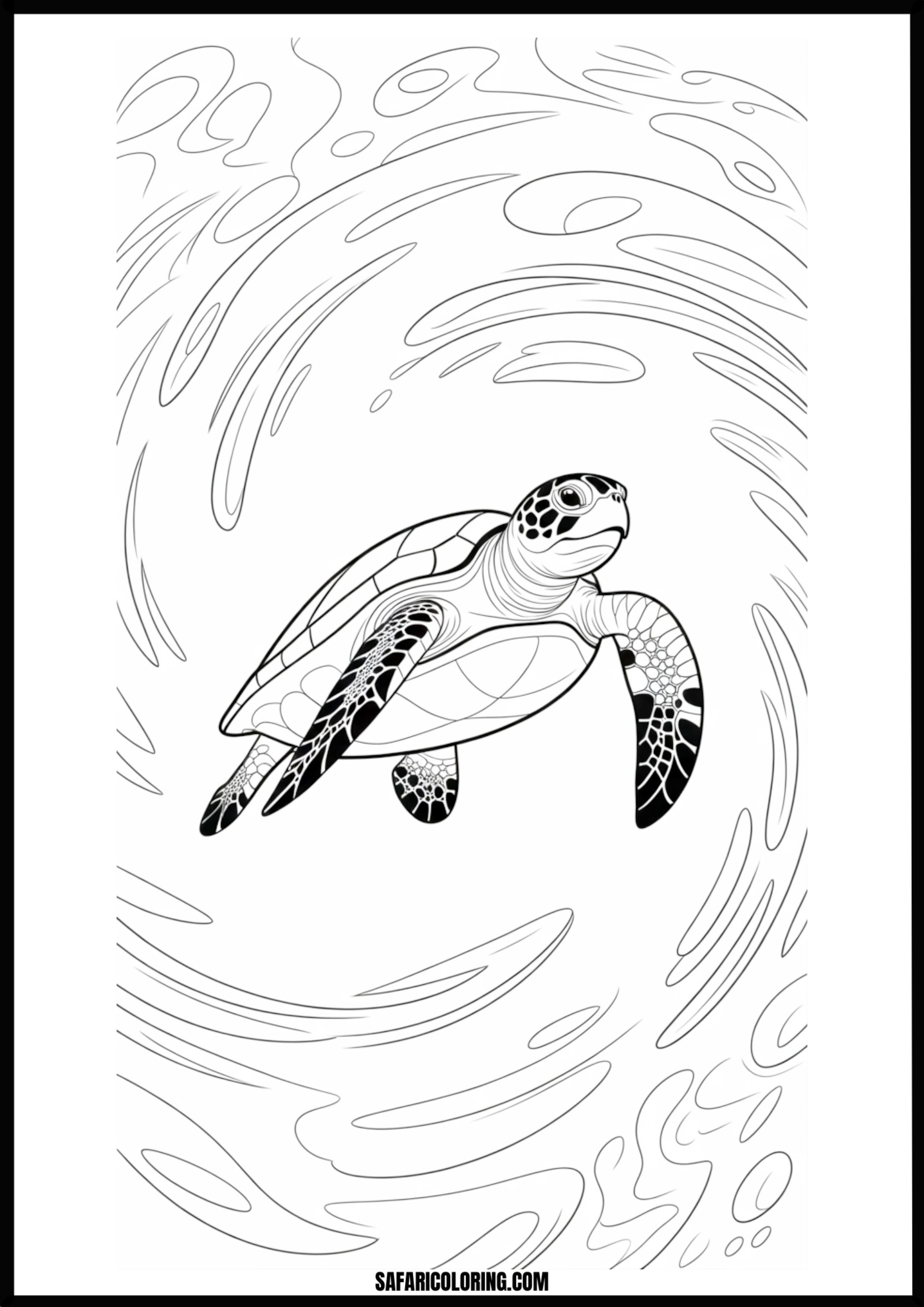 Swirling Water Turtle Sea turtle surrounded by water swirls