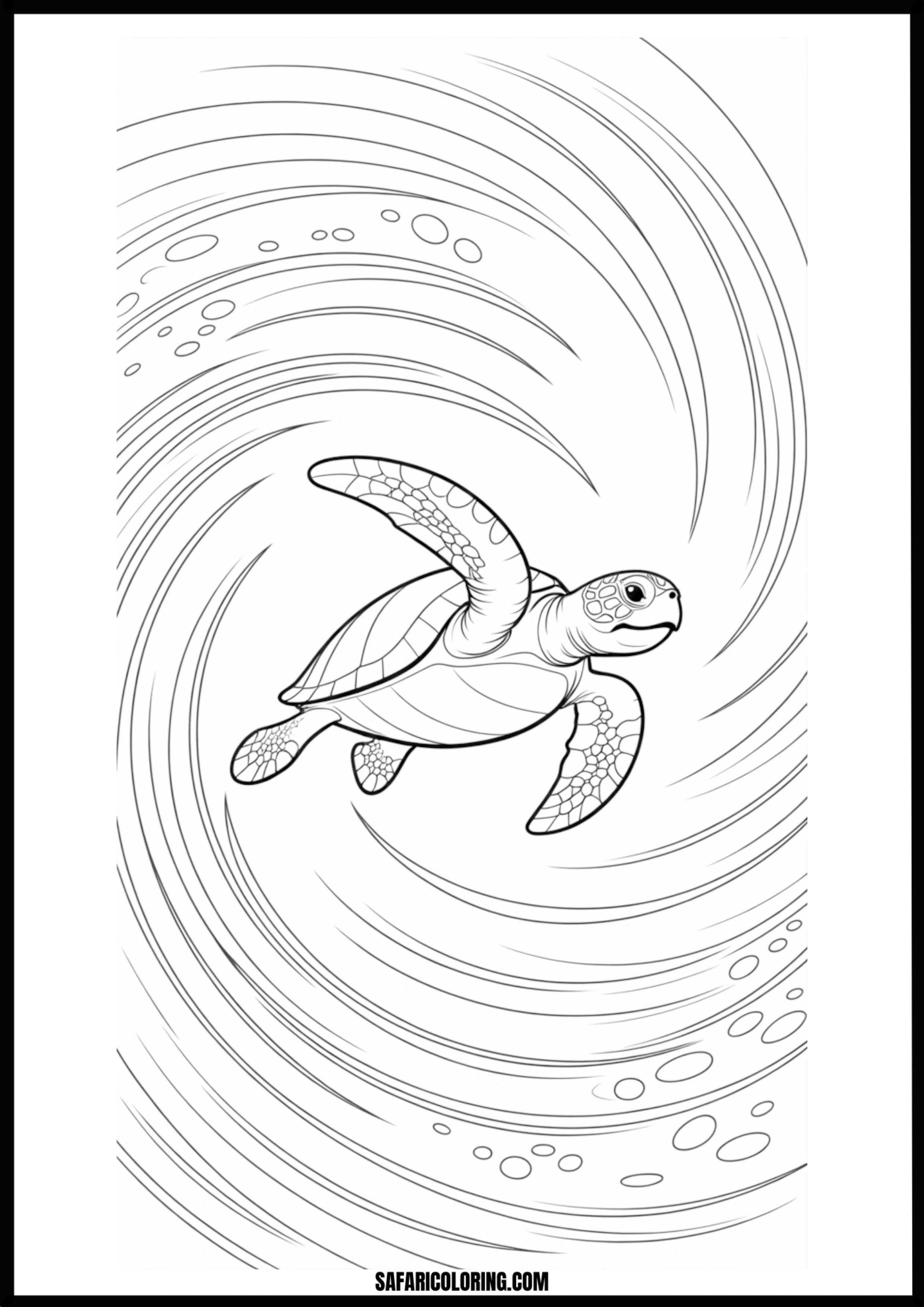 Dynamic Swirling Turtle Sea turtle in swirling water