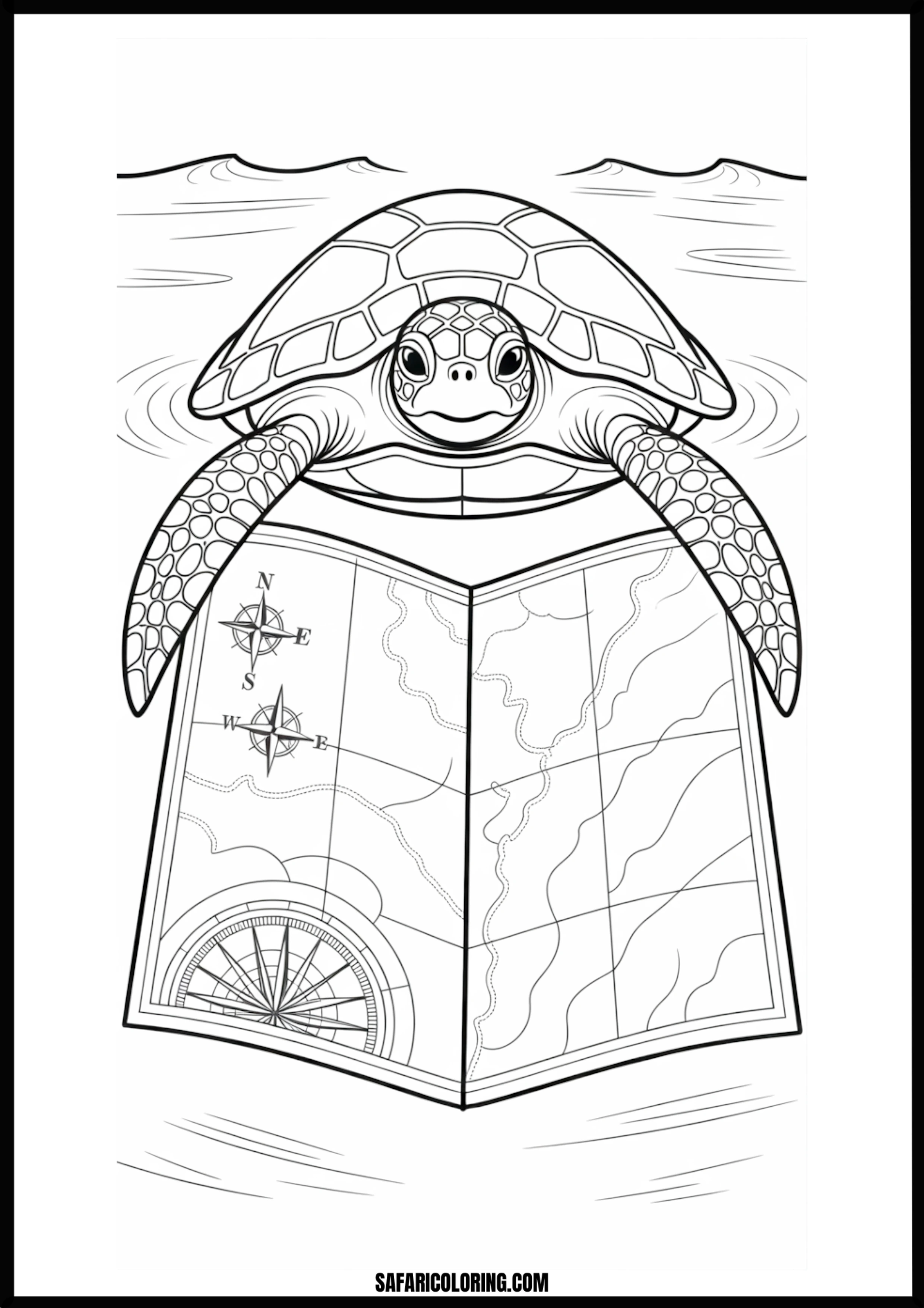 Pirate Turtle Adventure Sea turtle holding a treasure map