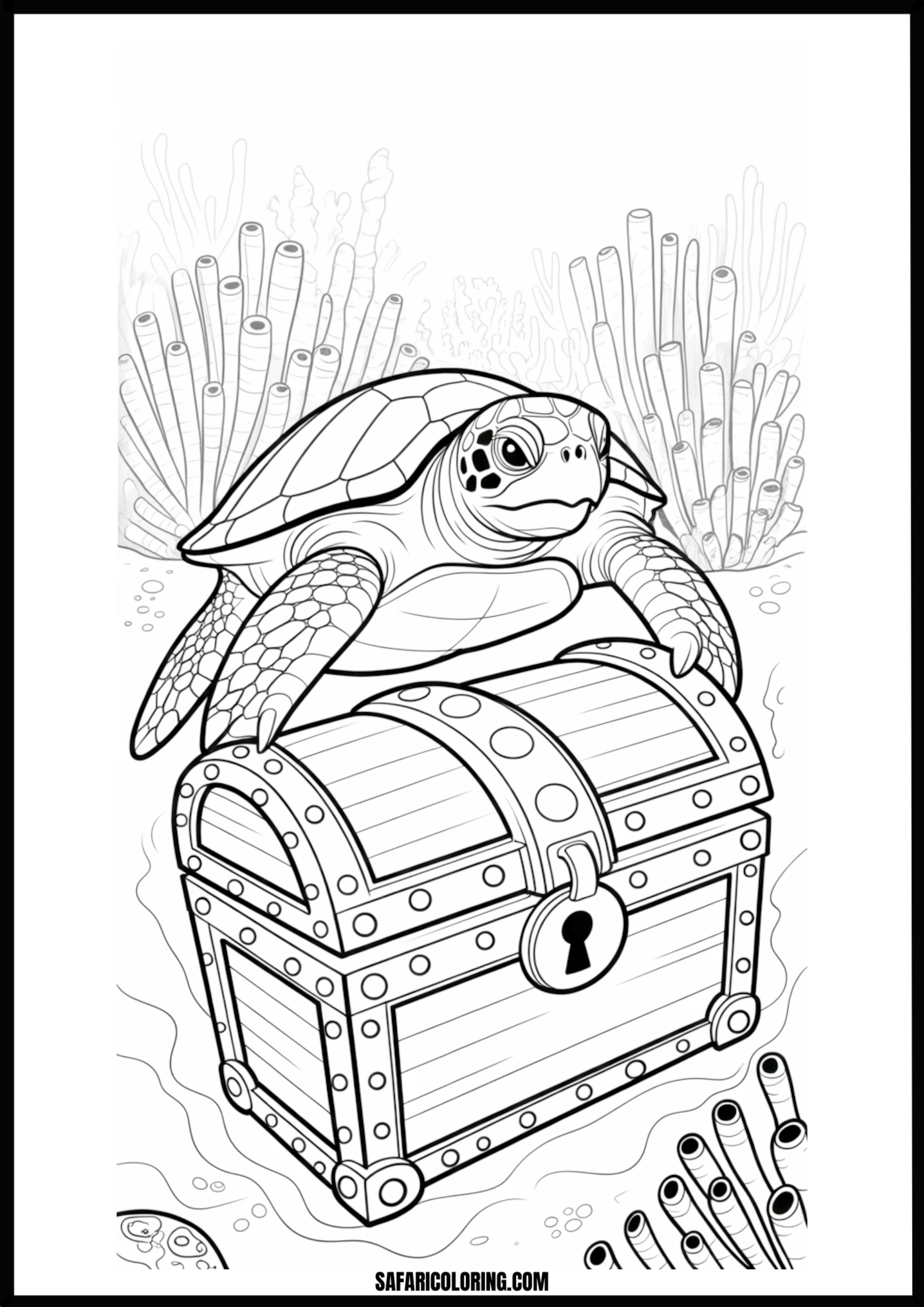 Treasure Guard Turtle Sea turtle sitting on a treasure chest