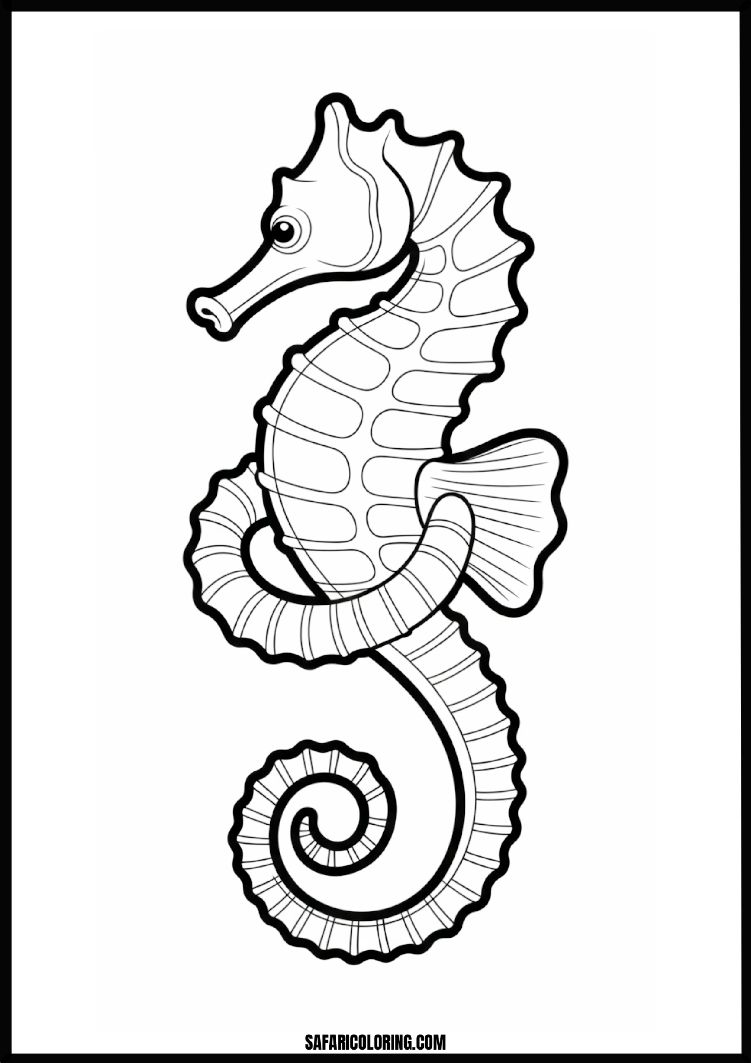 Printable Classic Seahorse Simple coloring page of a seahorse.