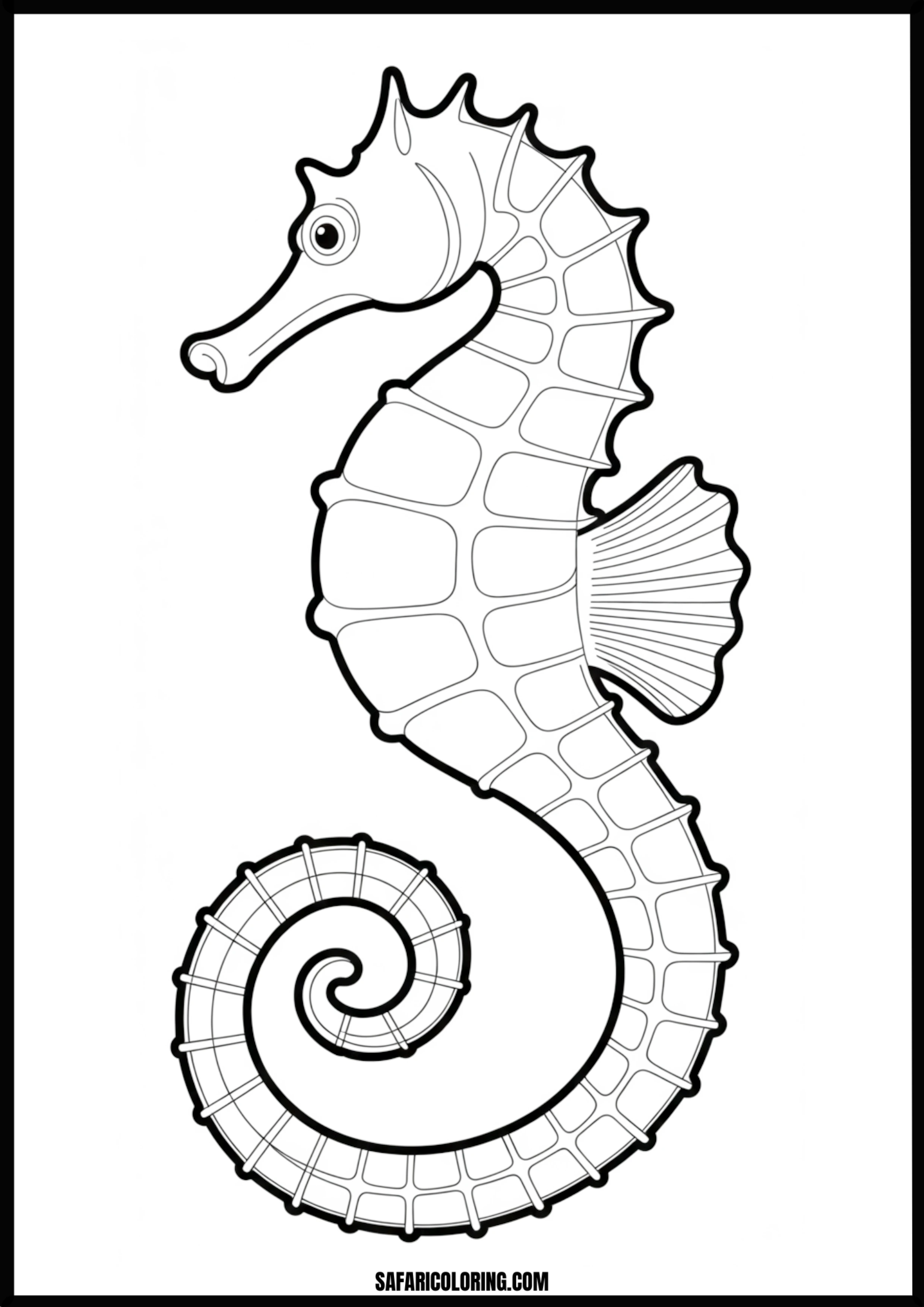 Printable Seahorse Outline Simple outline coloring page of a seahorse.