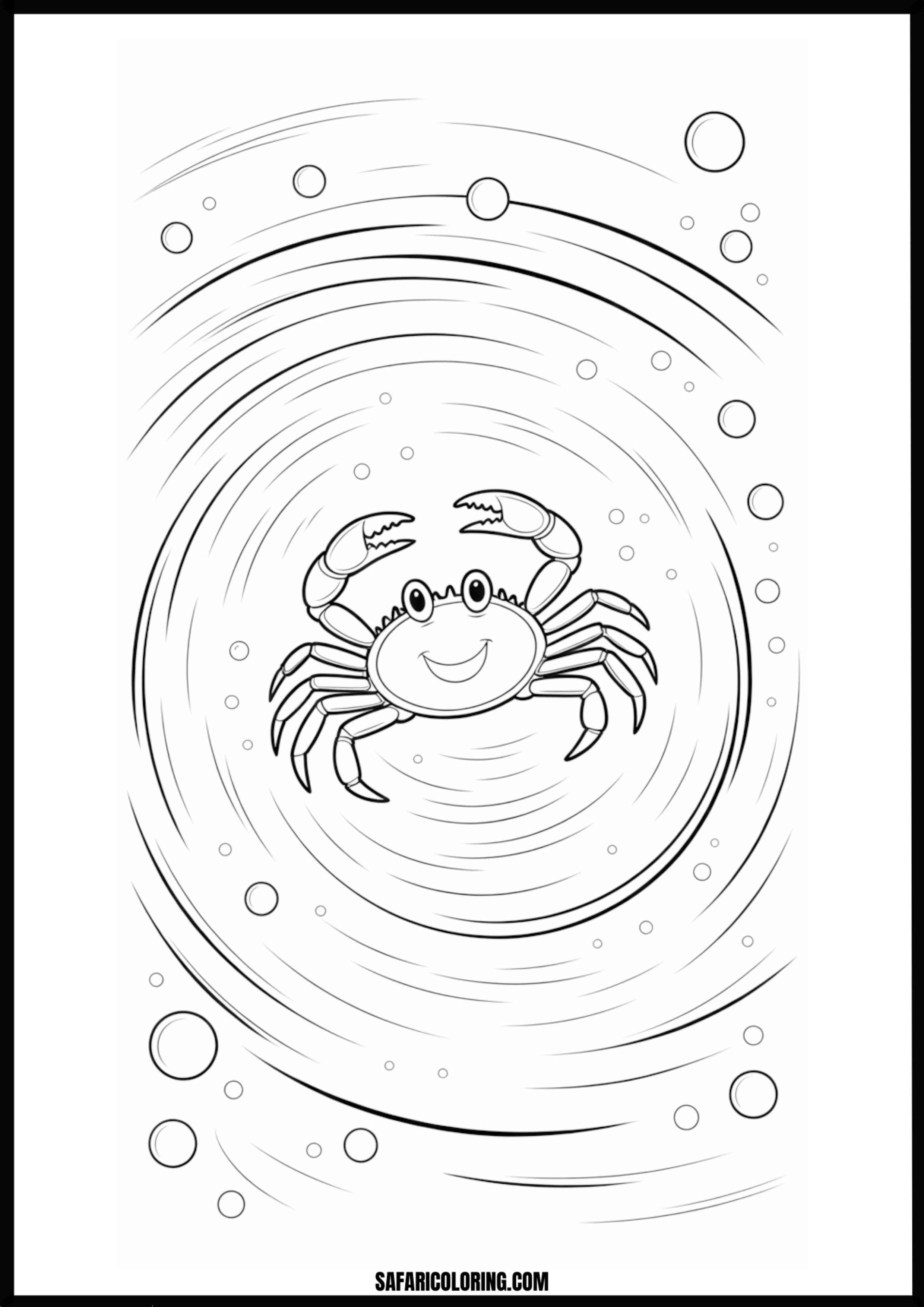 Joyful Bubble Crab A cheerful cartoon crab smiling and surrounded by floating bubbles.