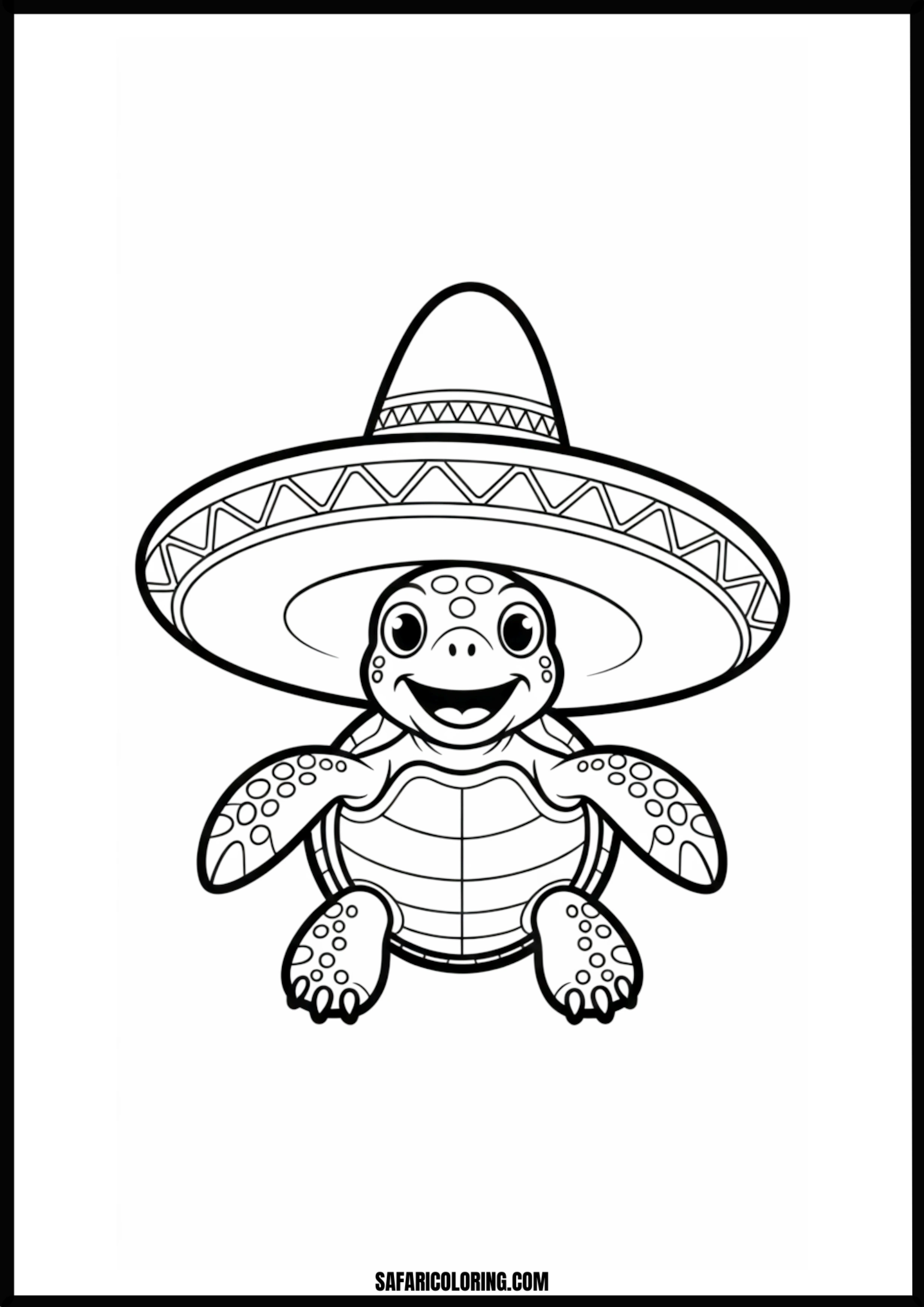 Fiesta Turtle Fun Cartoon turtle wearing a sombrero