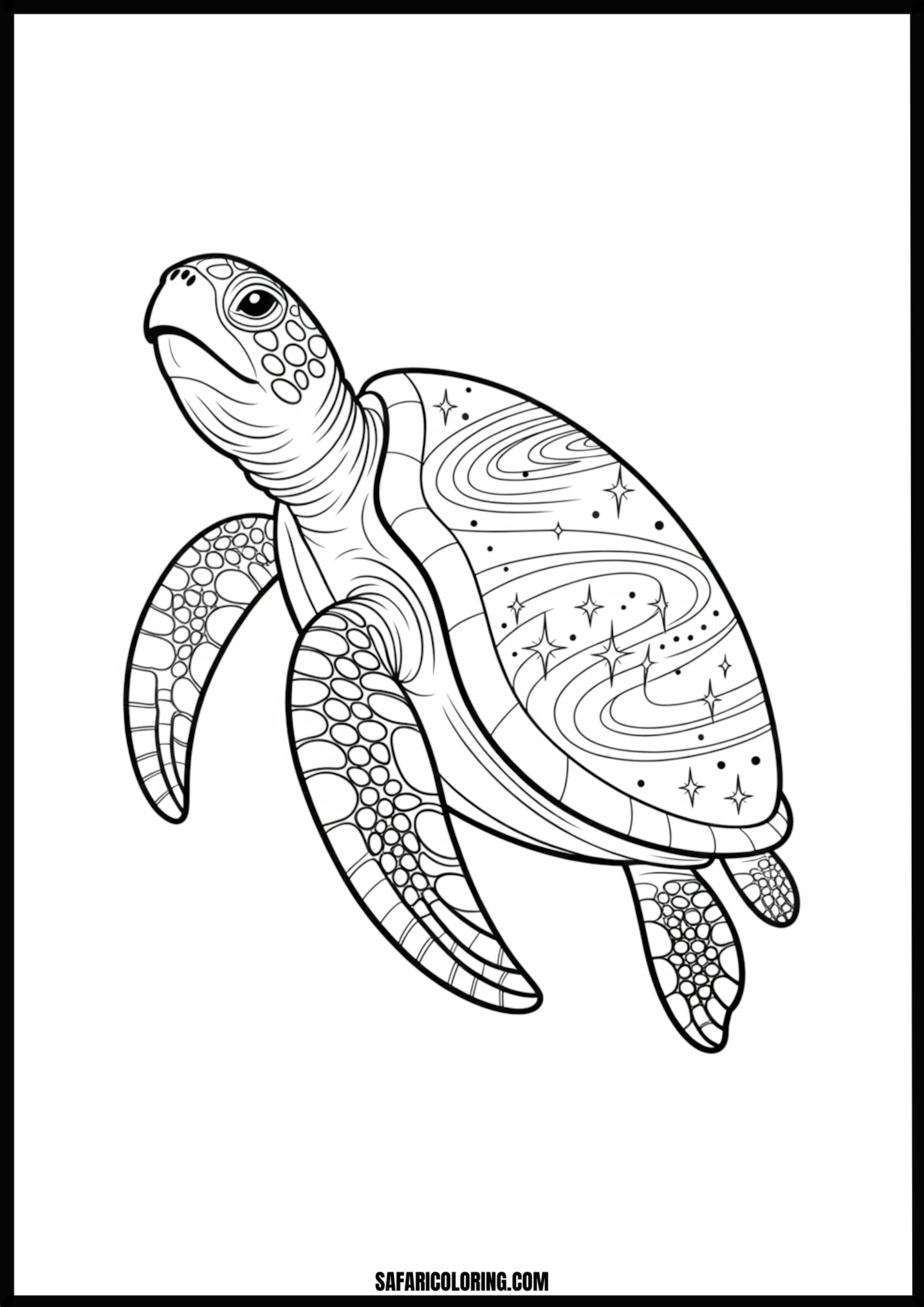 Celestial Sea Turtle Sea turtle with stars on its shell