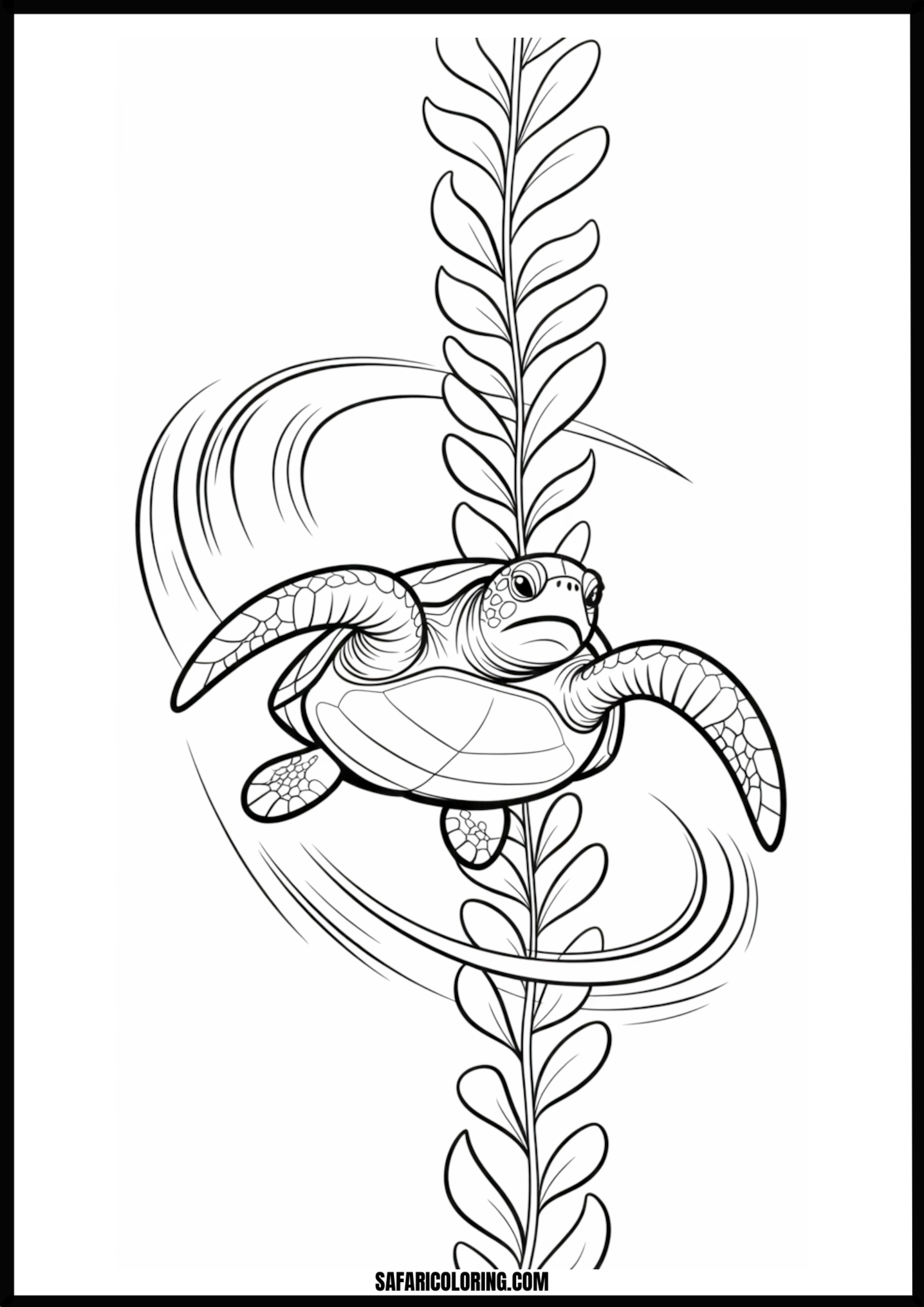 Kelp Forest Turtle Sea turtle swimming through kelp