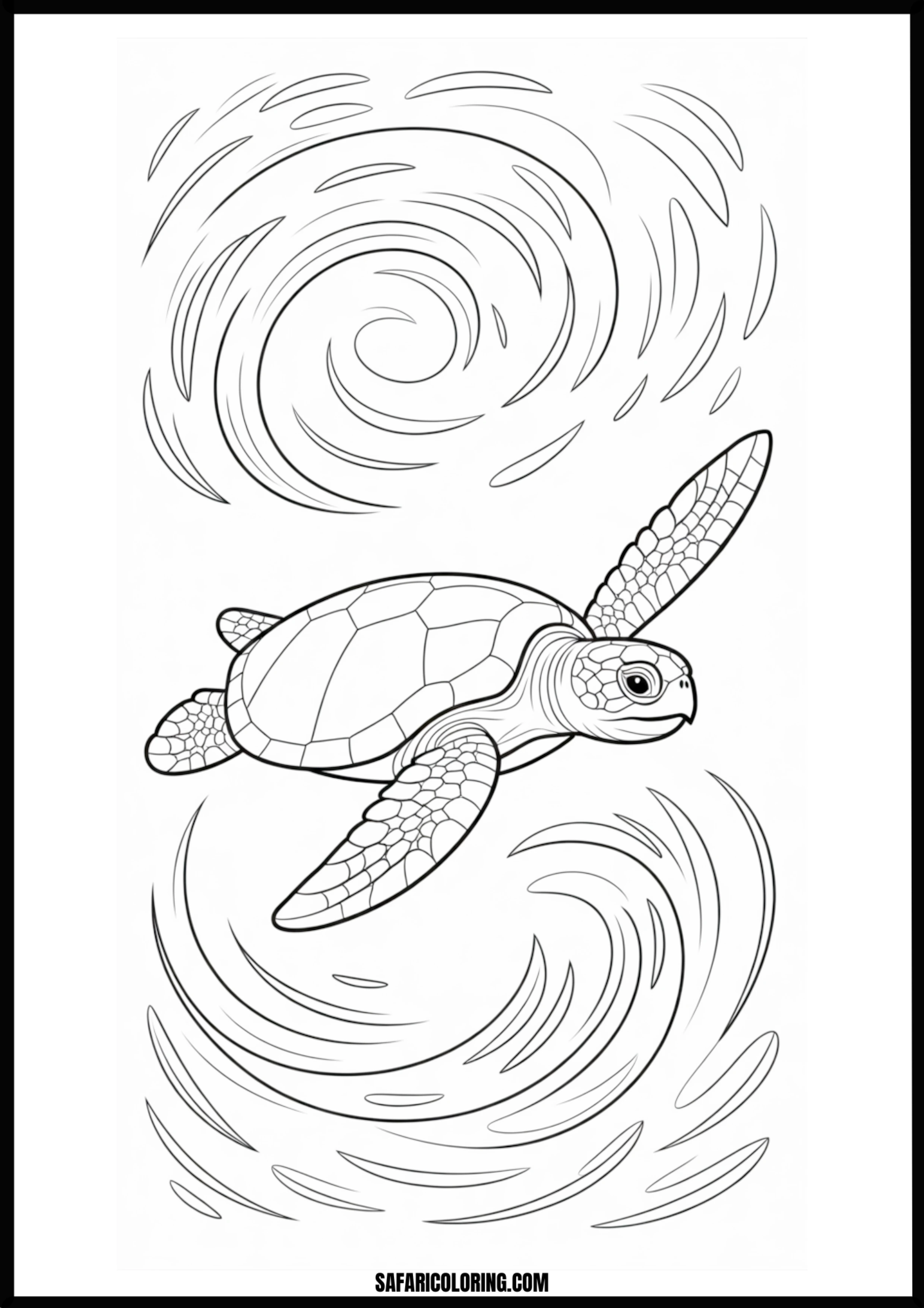 Dynamic Swirling Turtle Sea turtle in swirling water