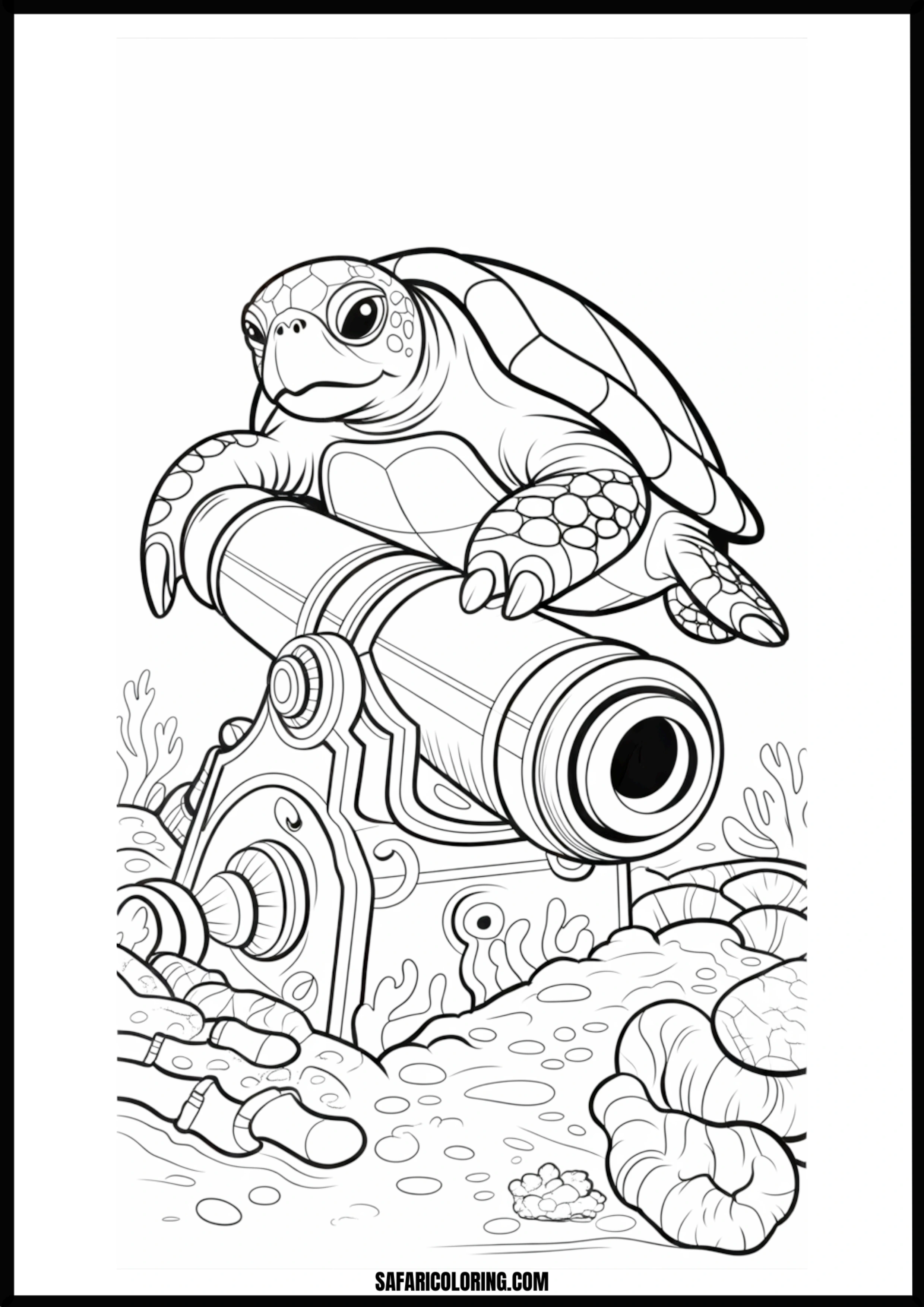 Historic Underwater Turtle Underwater turtle sitting on an old cannon