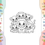 Cute lion coloring pages featuring adorable lion cubs and baby lions perfect for kids