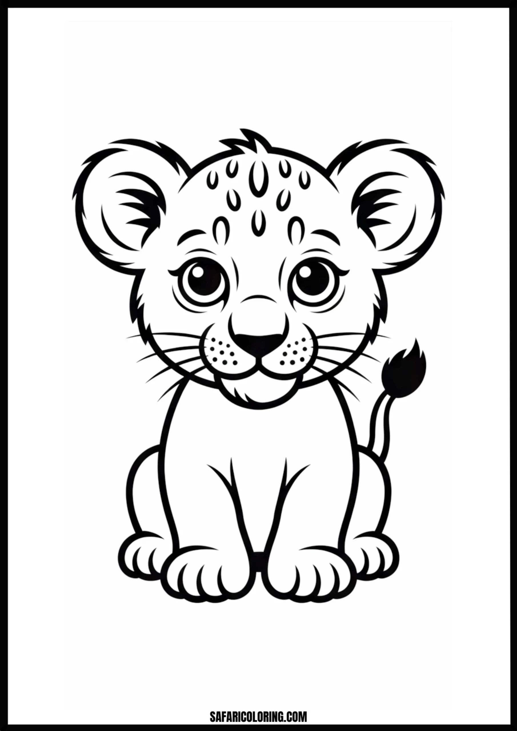 Cute lion cub standing coloring page