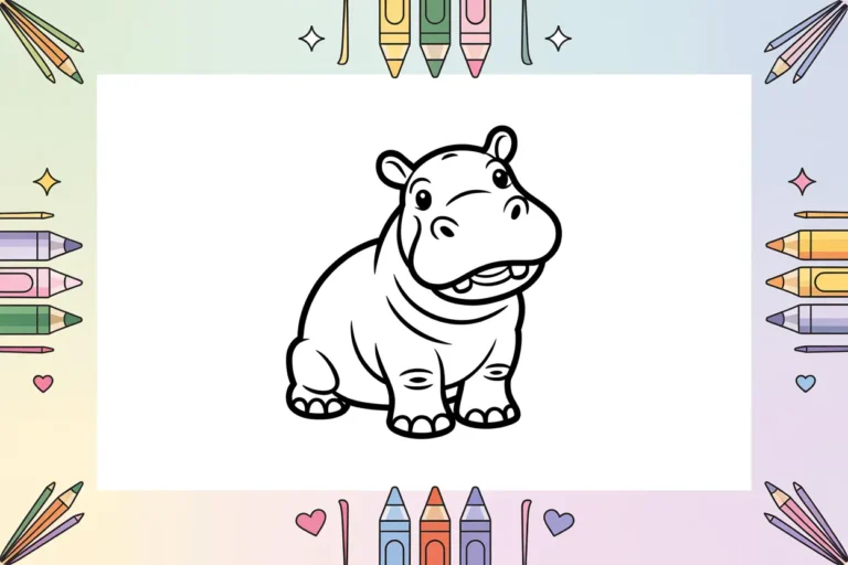 Free printable hippopotamus coloring pages for kids featuring cute and realistic hippo designs