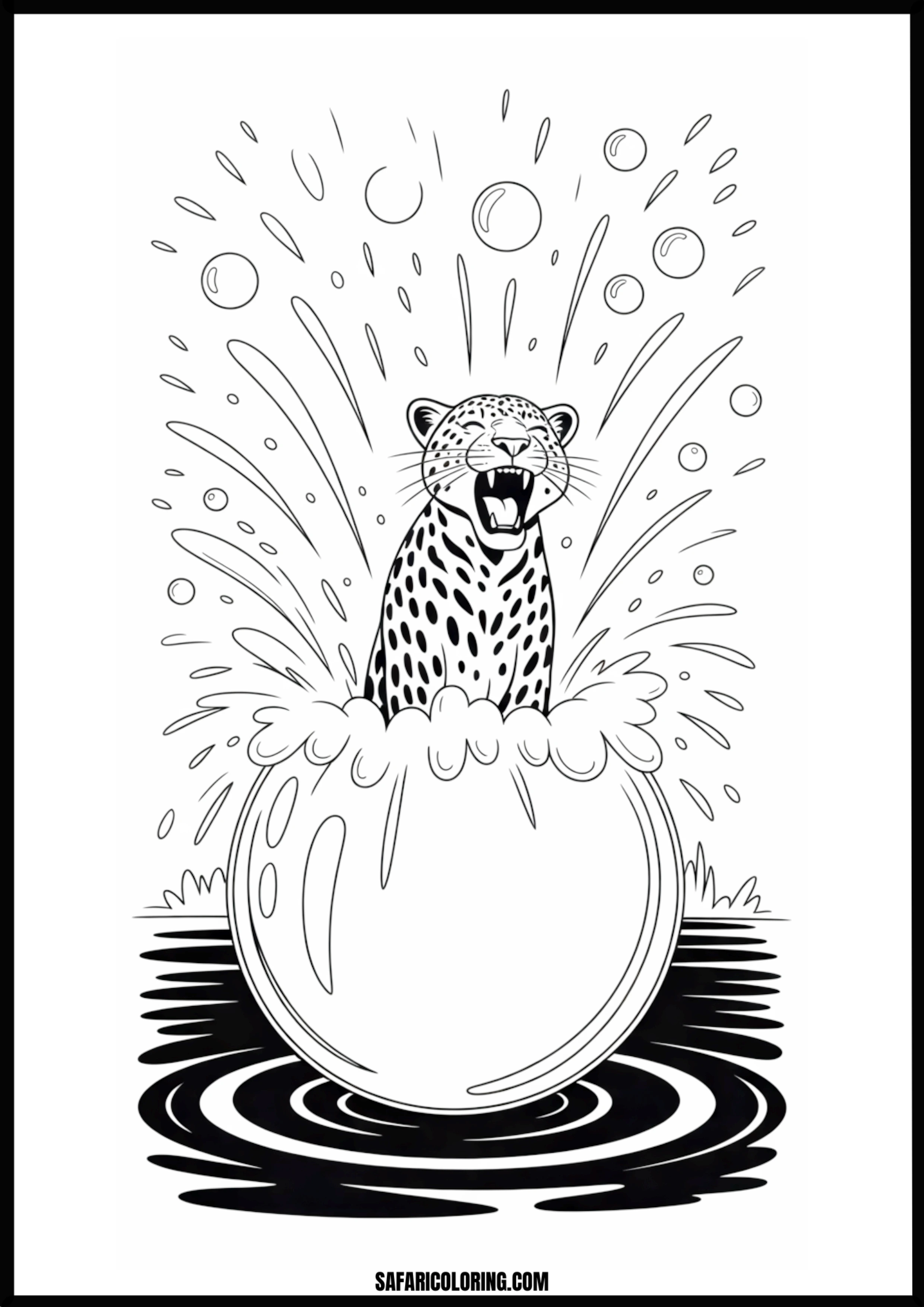 Dynamic leopard bursting from a large water bubble splash