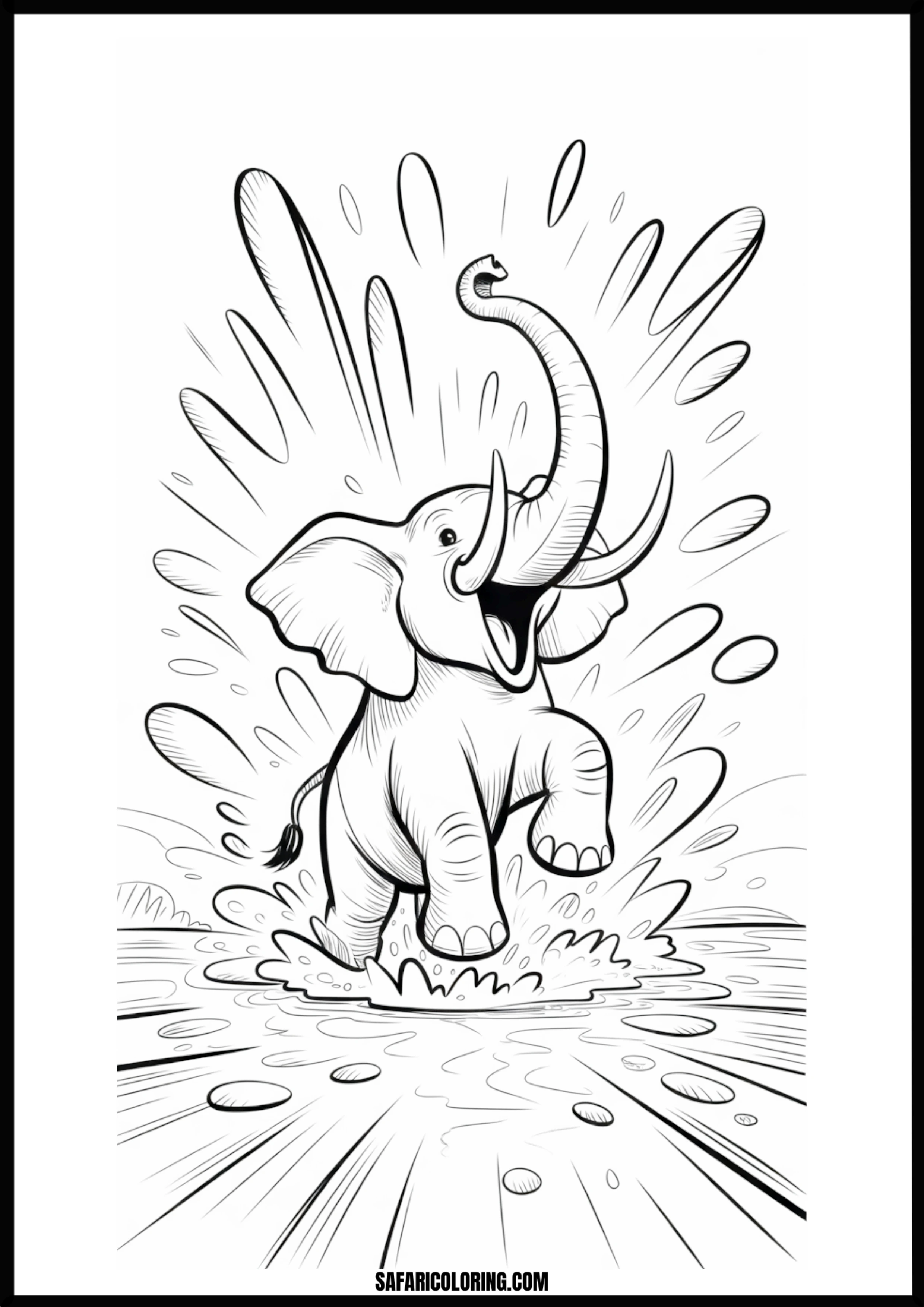 Playful elephant splashing water