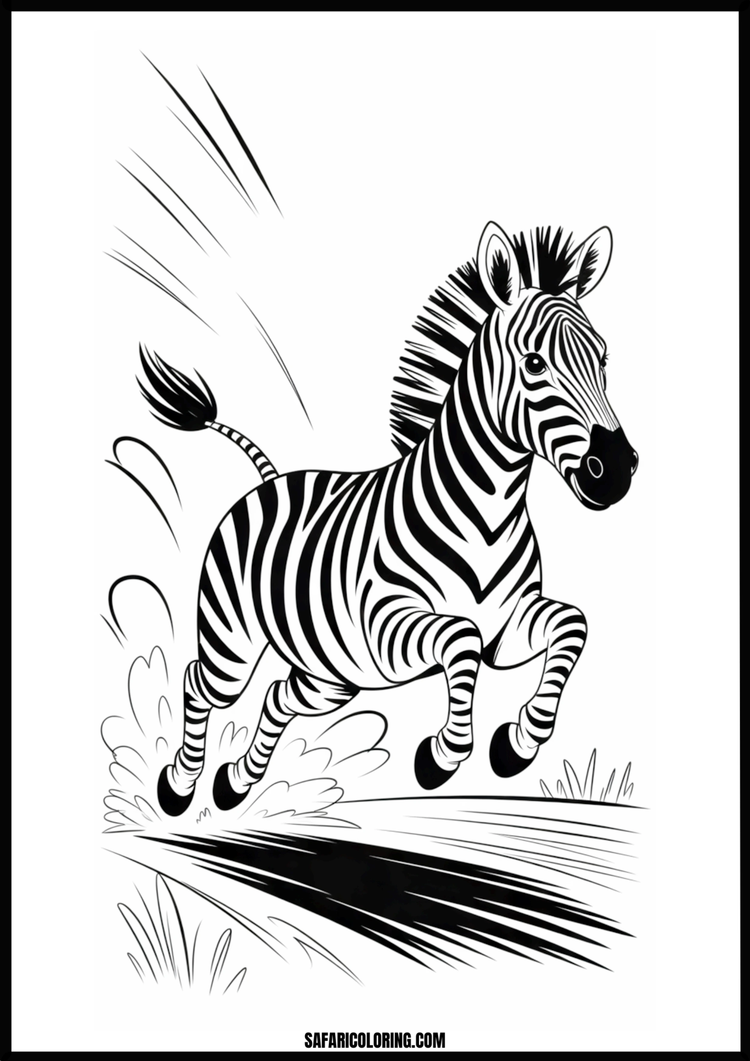 Simple line art of a running zebra