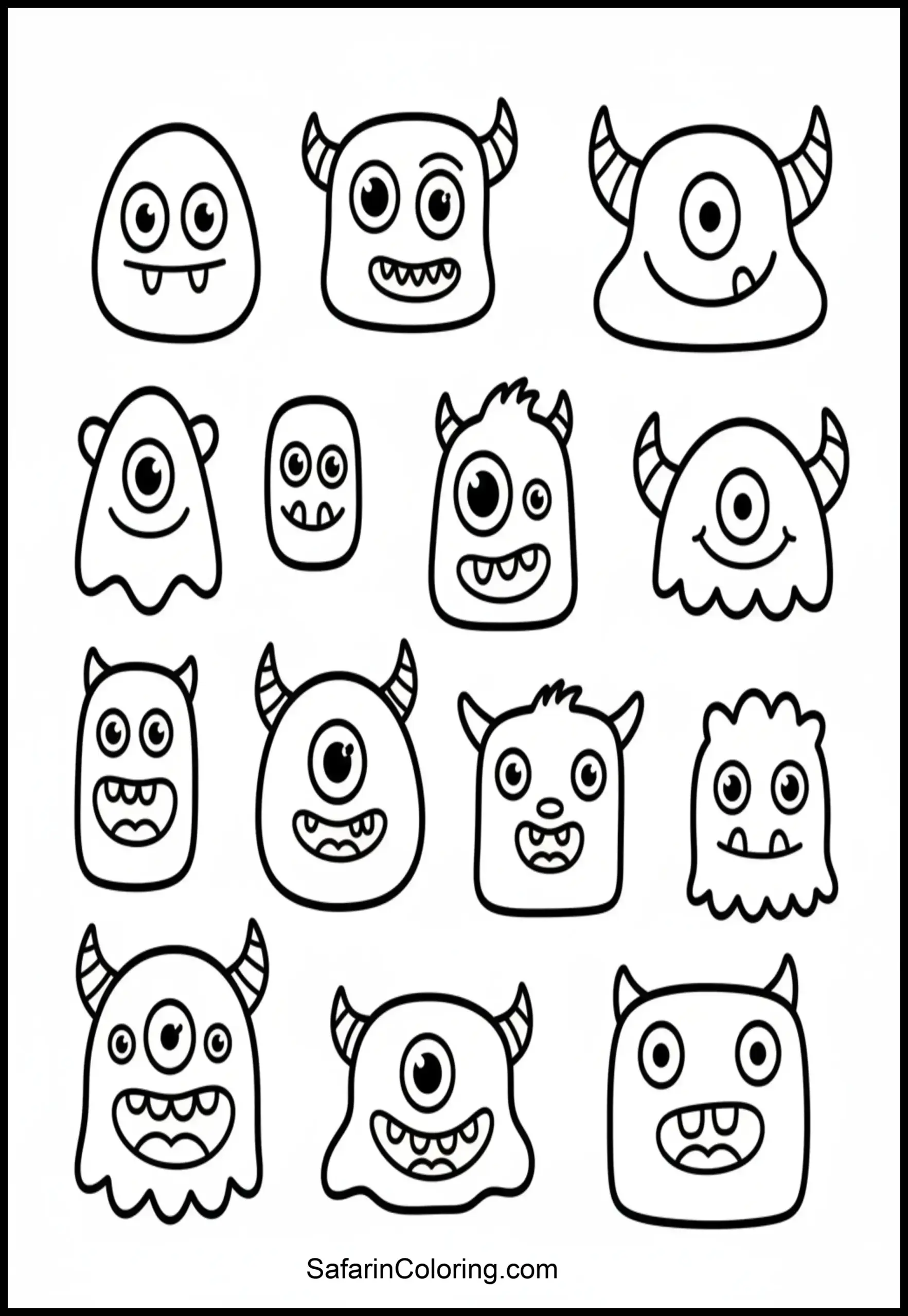Abstract Monster Faces Doodles Scaled